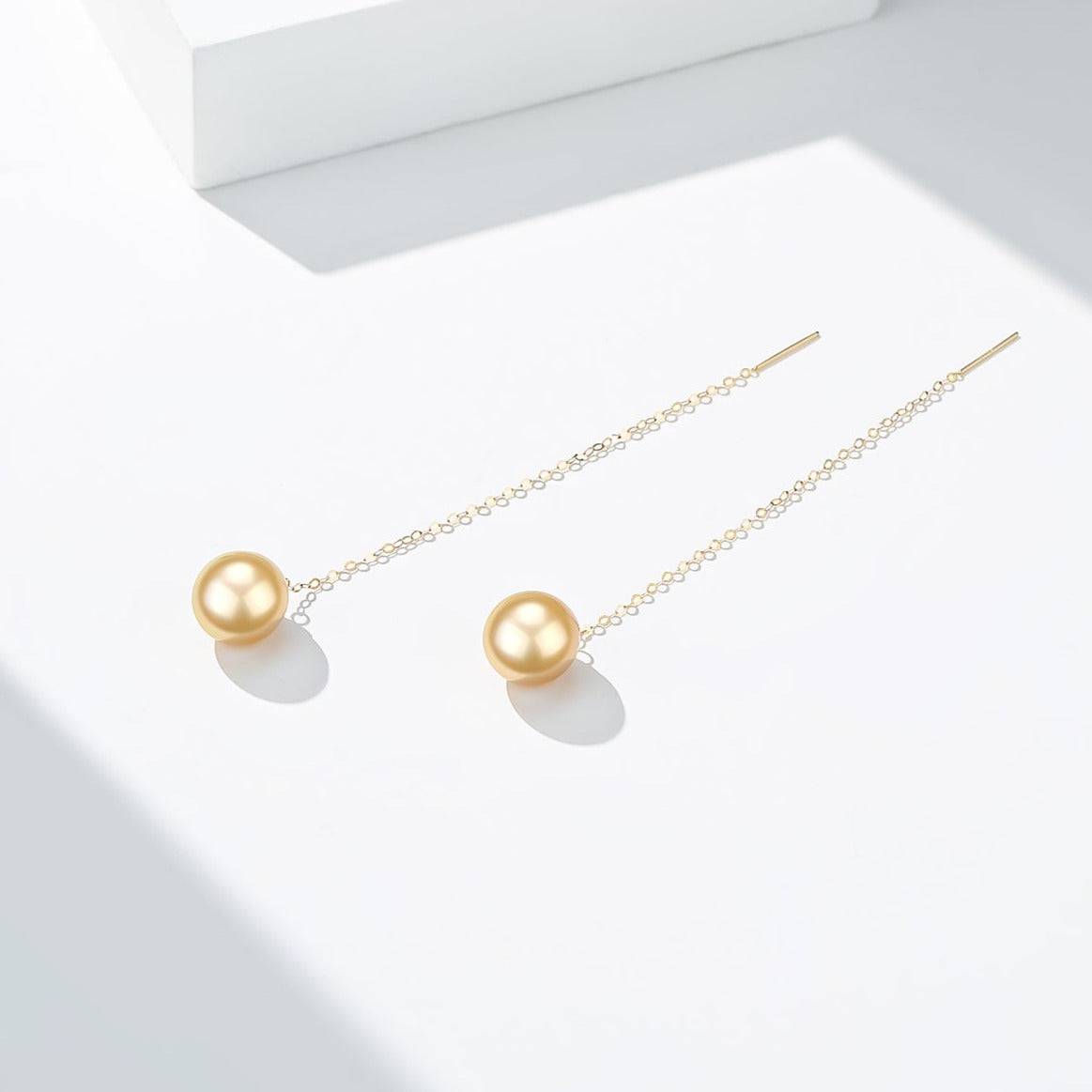 South Sea Golden Pearl Drop Ear Threaders