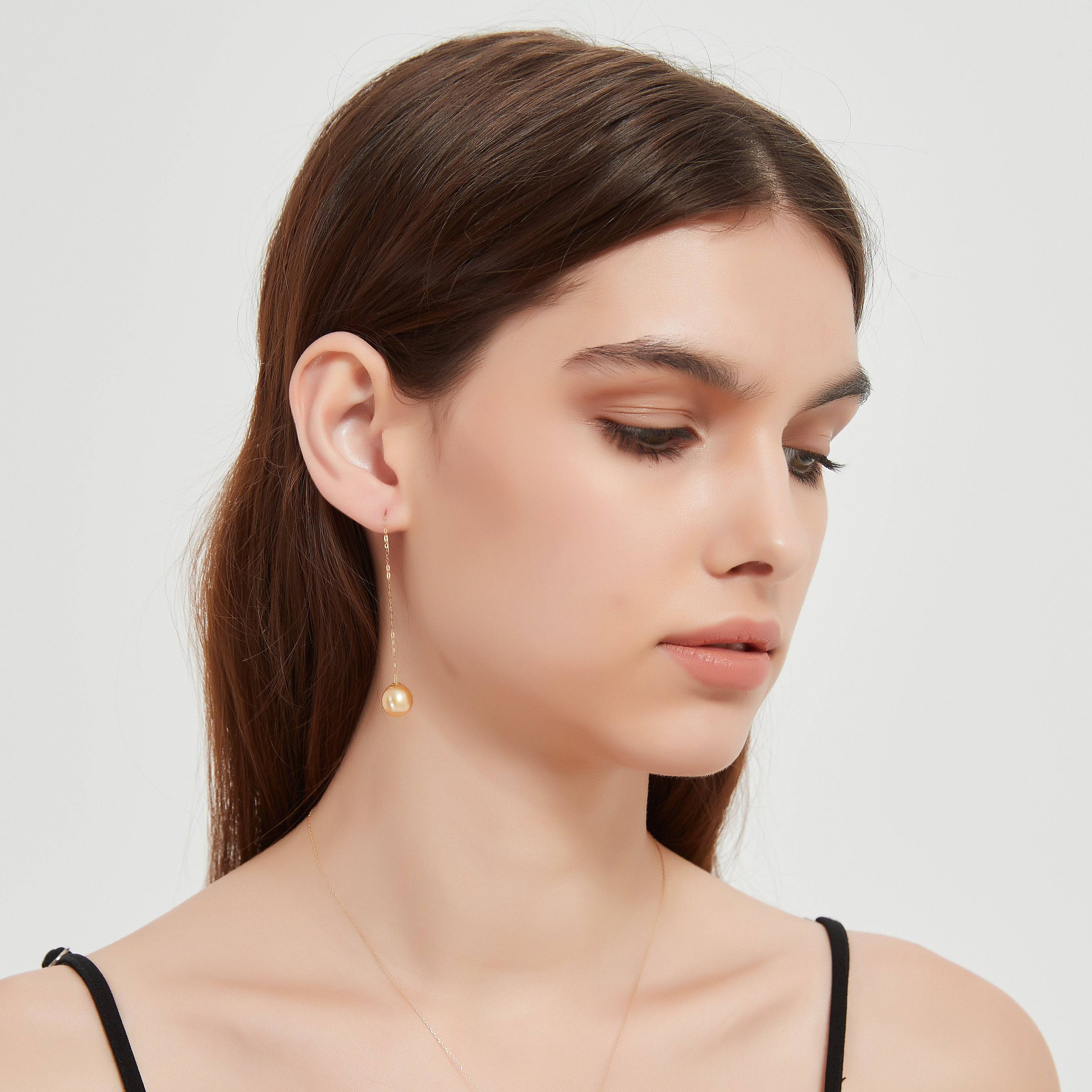 South Sea Golden Pearl Drop Ear Threaders