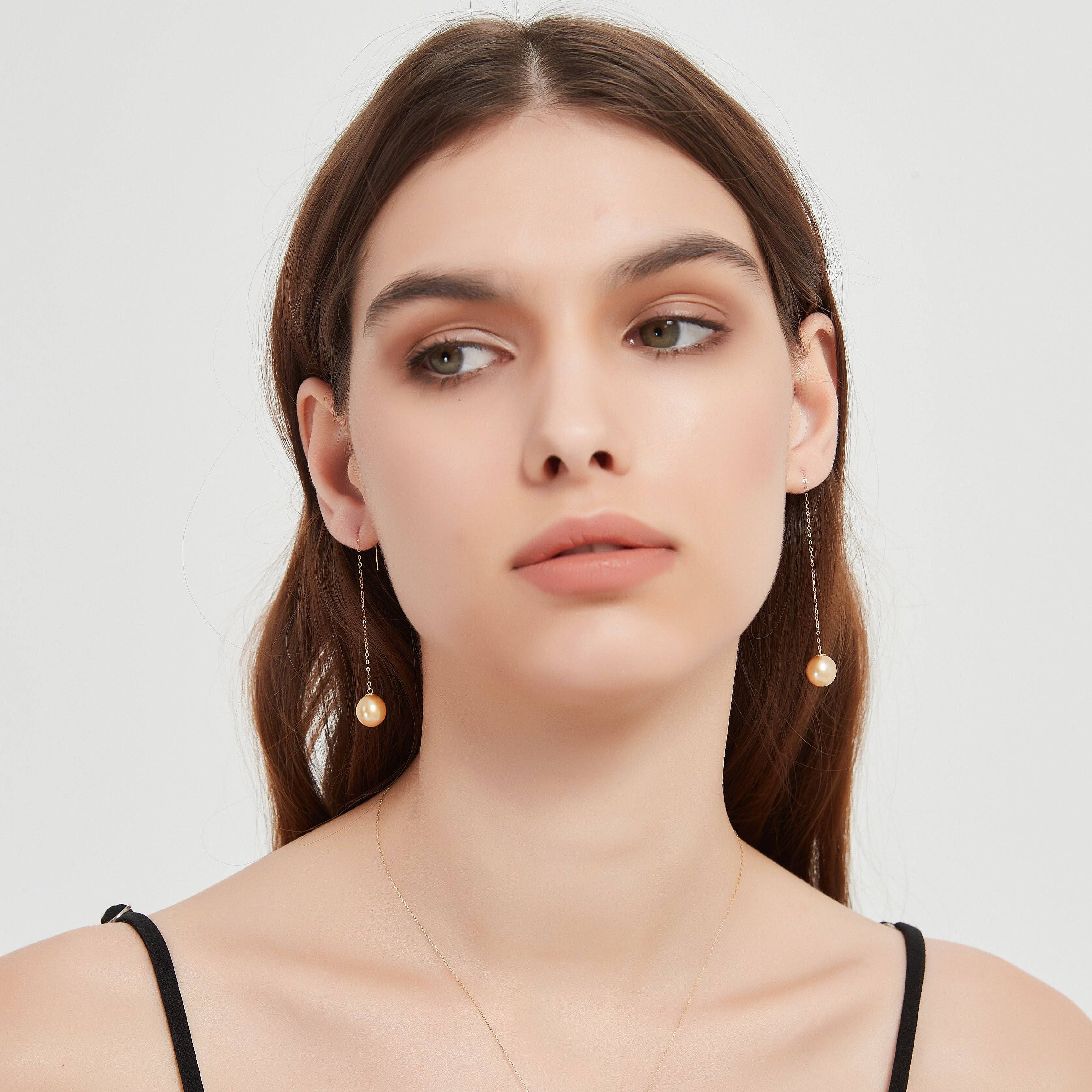 South Sea Golden Pearl Drop Ear Threaders
