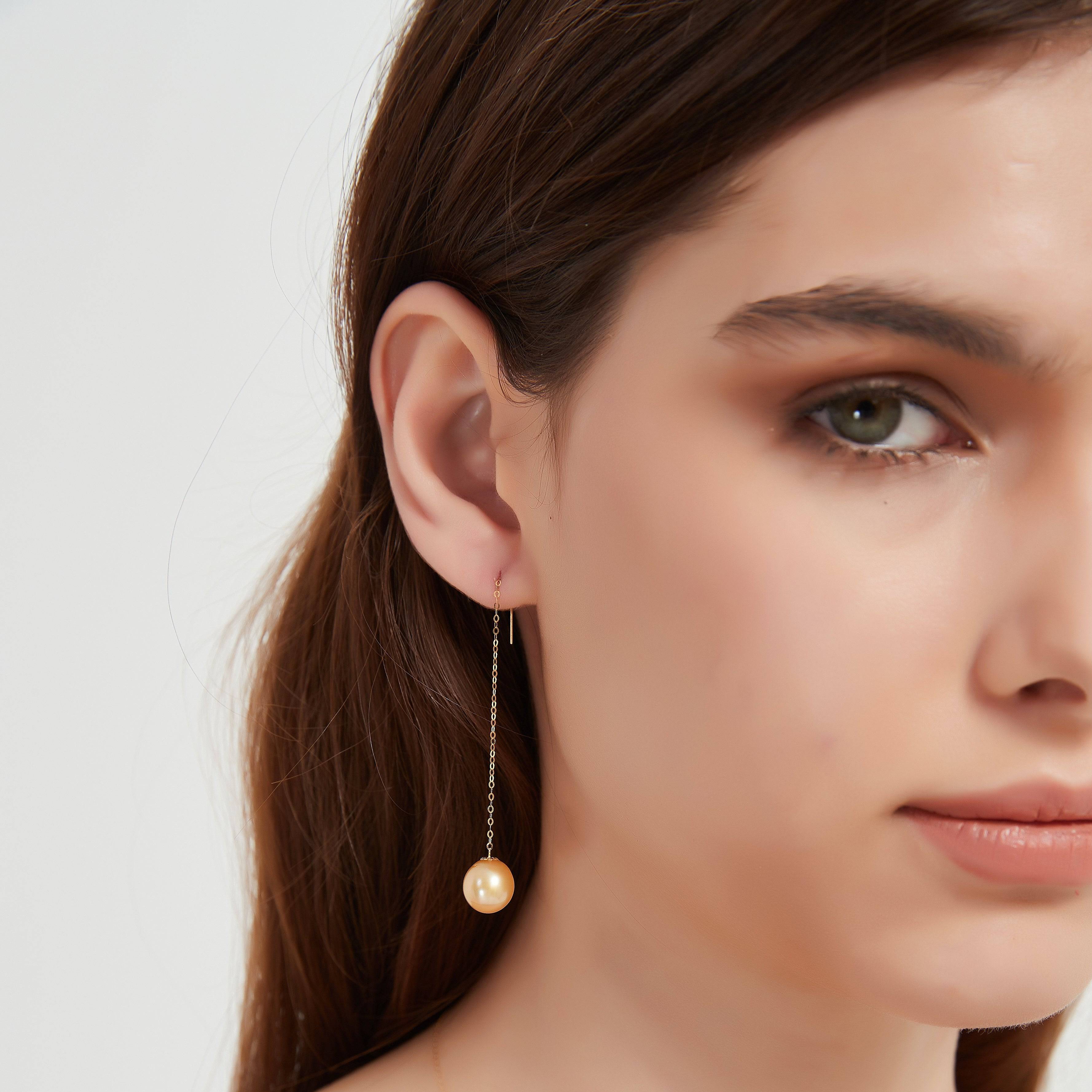 South Sea Golden Pearl Drop Ear Threaders