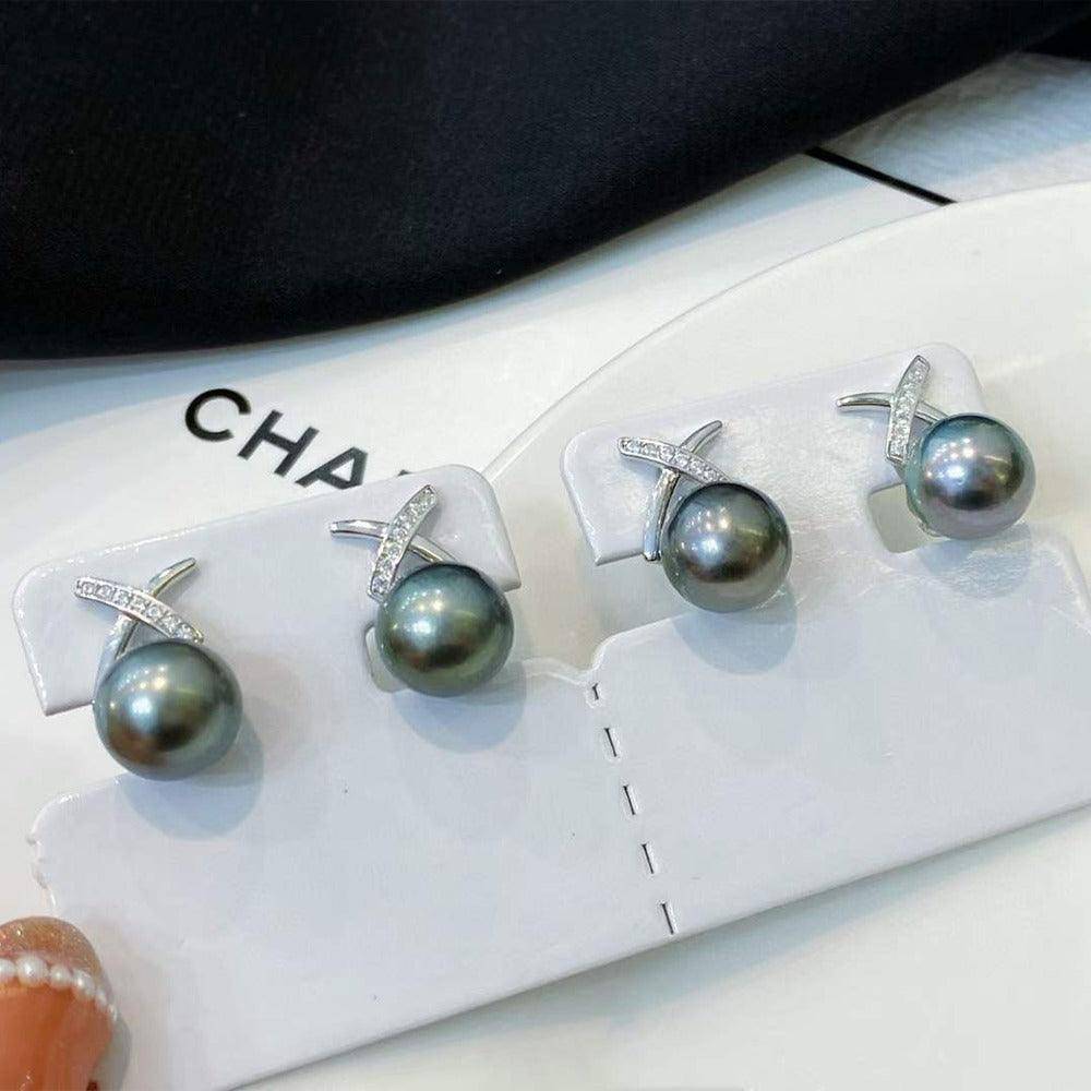 Tahitian South Sea Pearl & CZ Diane Earrings
