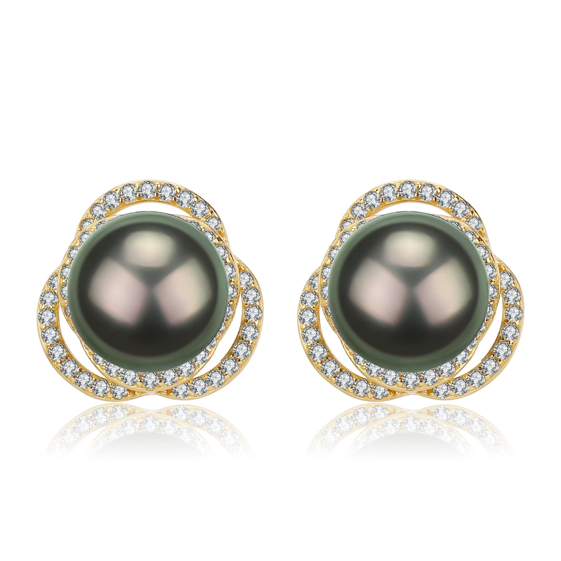 Tahitian South Sea Pearl & CZ Earrings