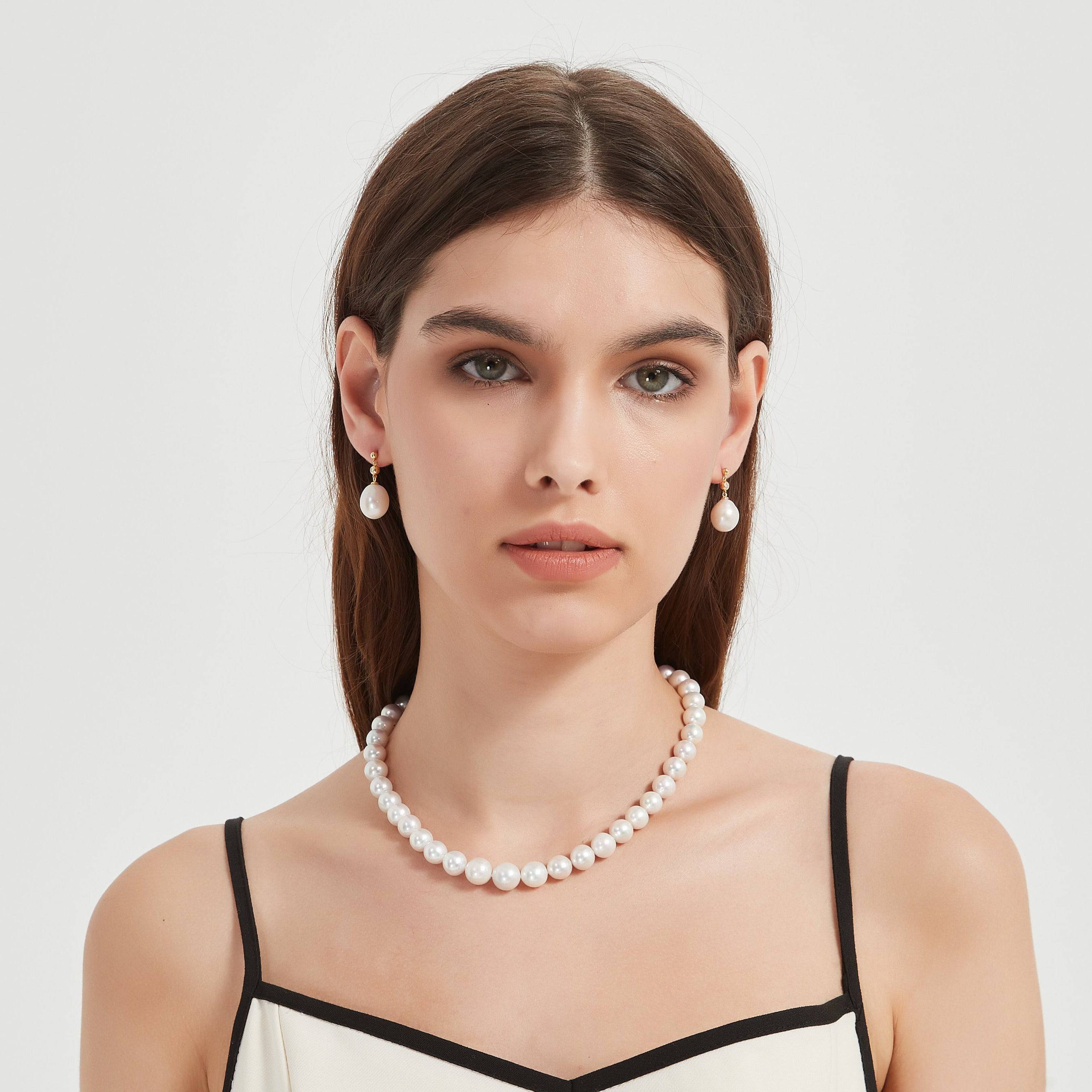 Baroque Drop Pearl & Cubic Zirconia Earrings
