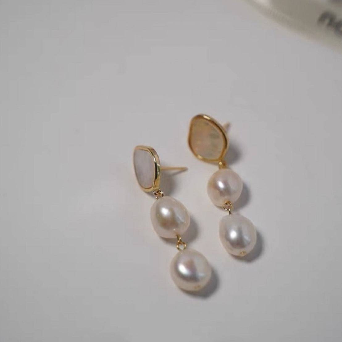 Teardrop Barqoue Pearl Shell Earrings
