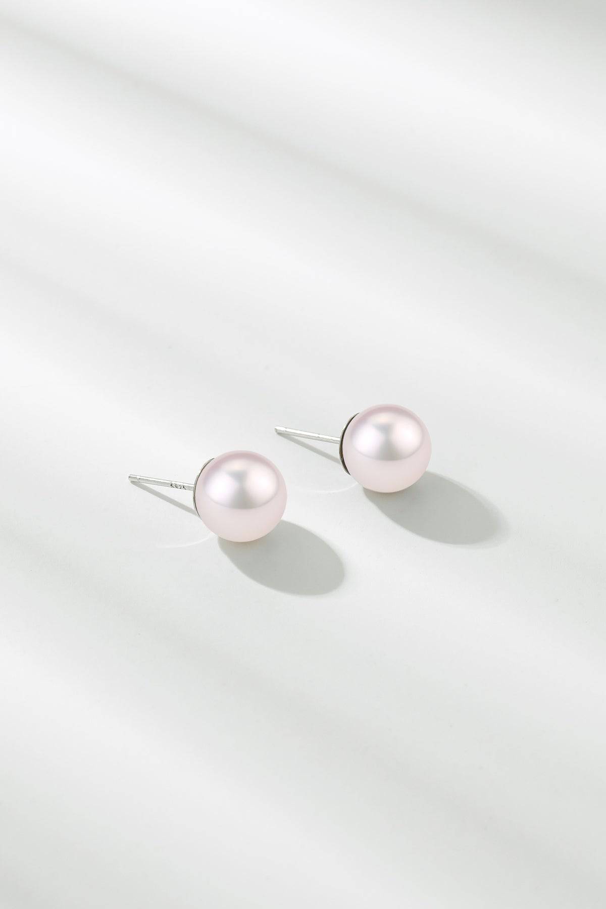 Timeless AAAA White Freshwater Round Pearl Stud Earrings