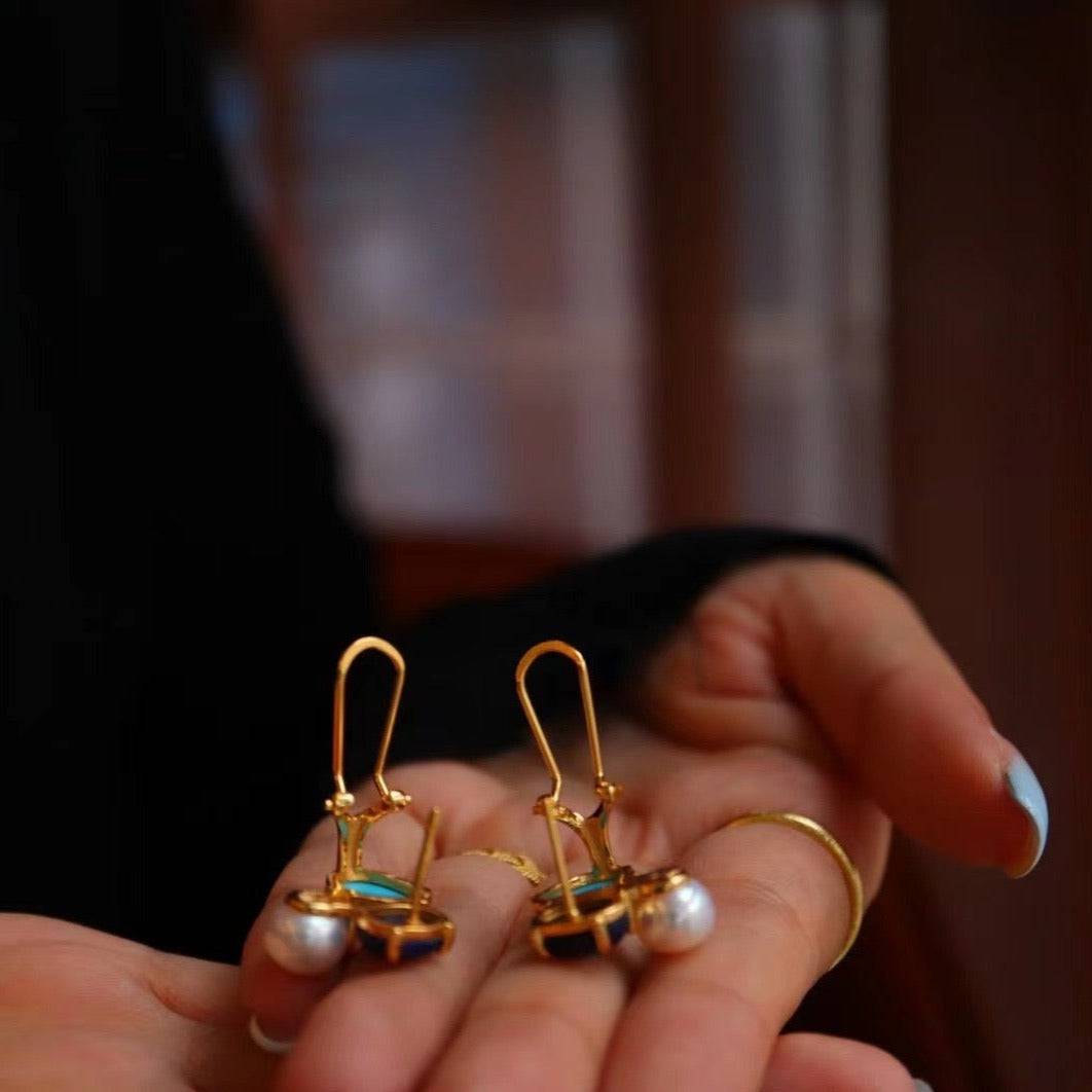Turquoise Freshwater Pearl Earrings