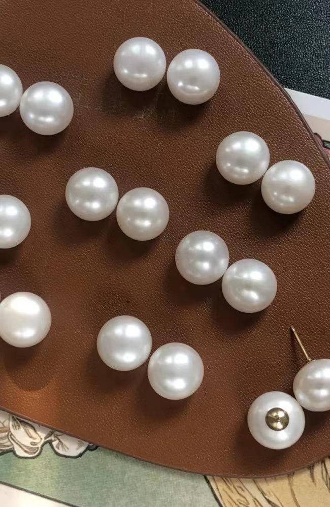 7-8mm Classic Button Freshwater Pearl Stud Earrings