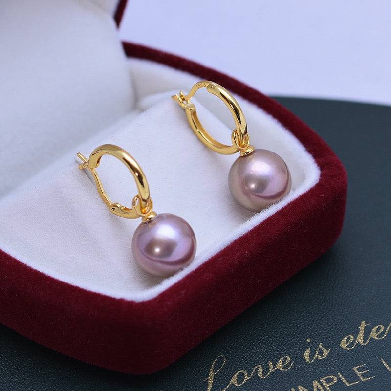 11-12mm Freshwater Pearl & Hoops Earrings