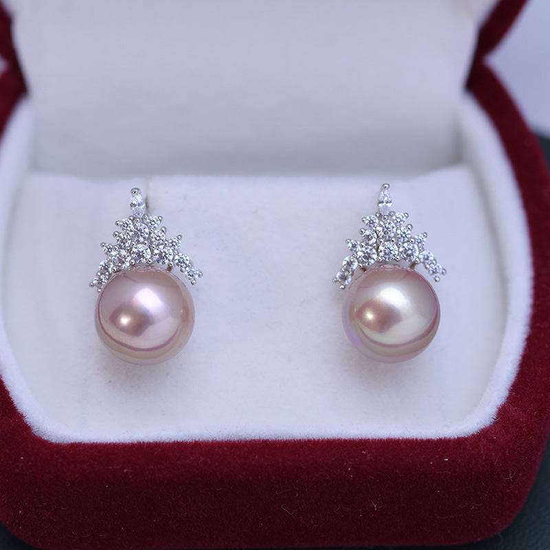 10-11mm Freshwater Pearl & Queen Earrings