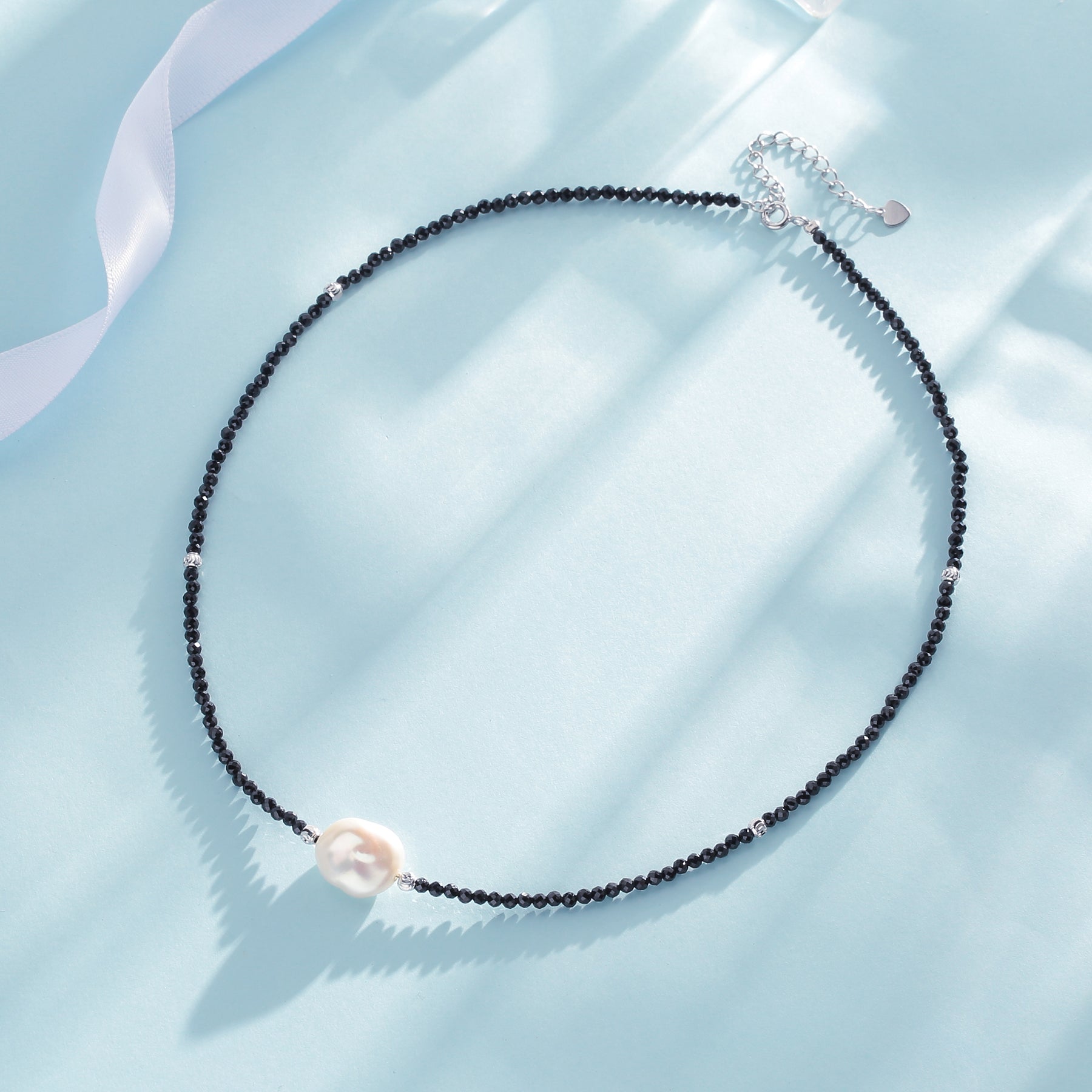 Black Spinel Beaded Baroque Pearls Choker Necklace