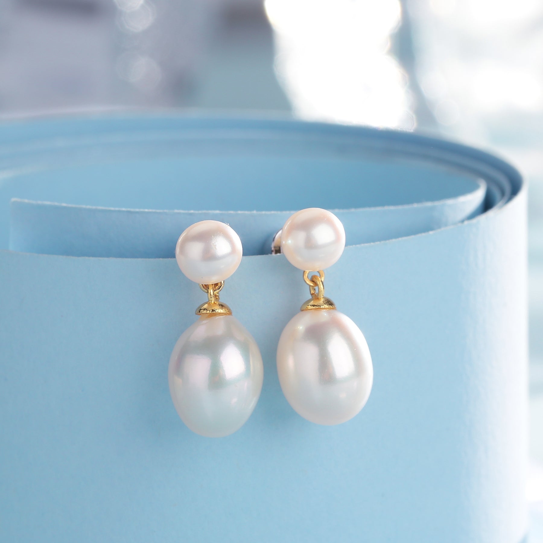 Double Pearl Freshwater Earrings