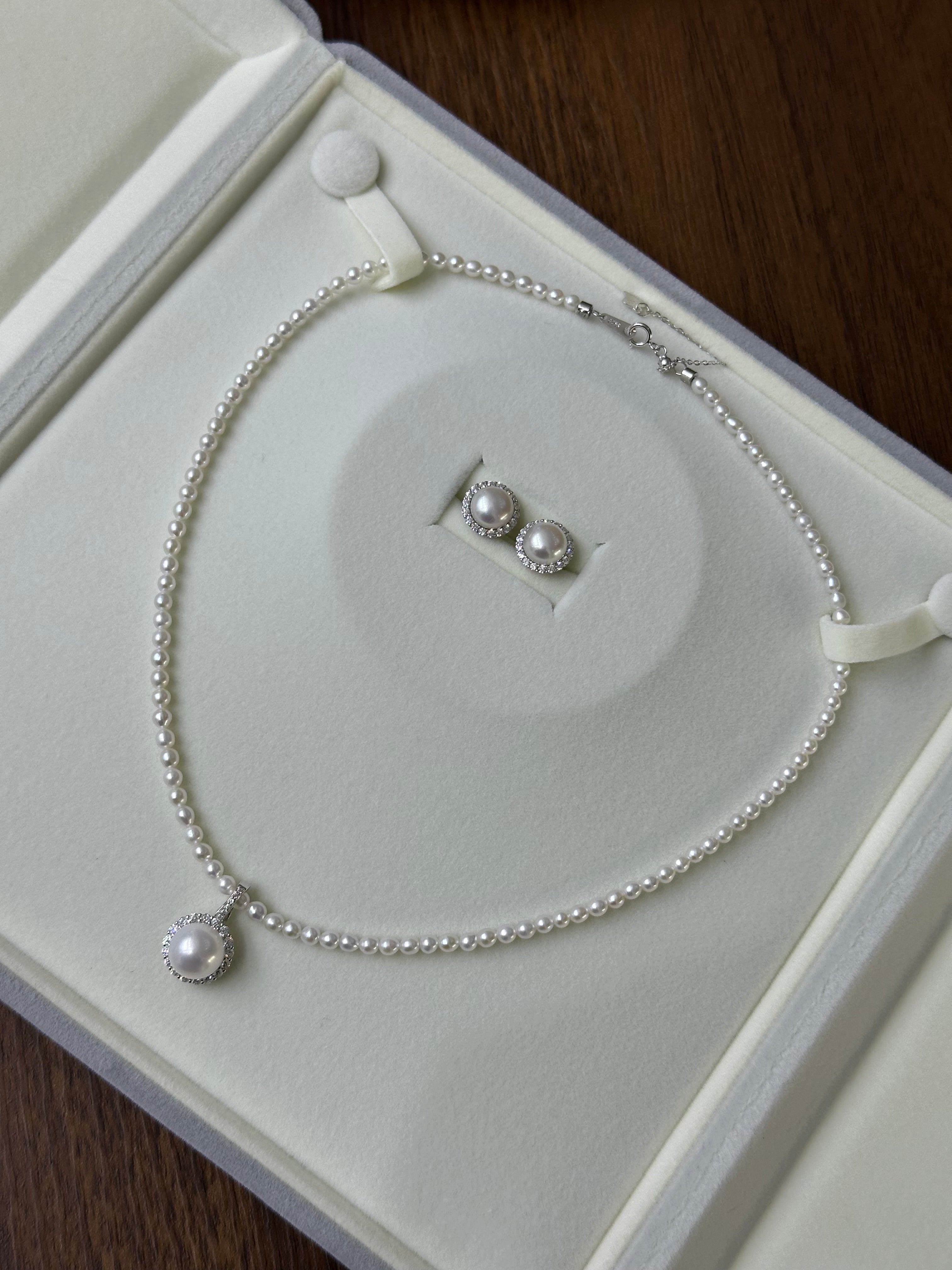Sunflower Freshwater Pearl Necklace, Earrings Set