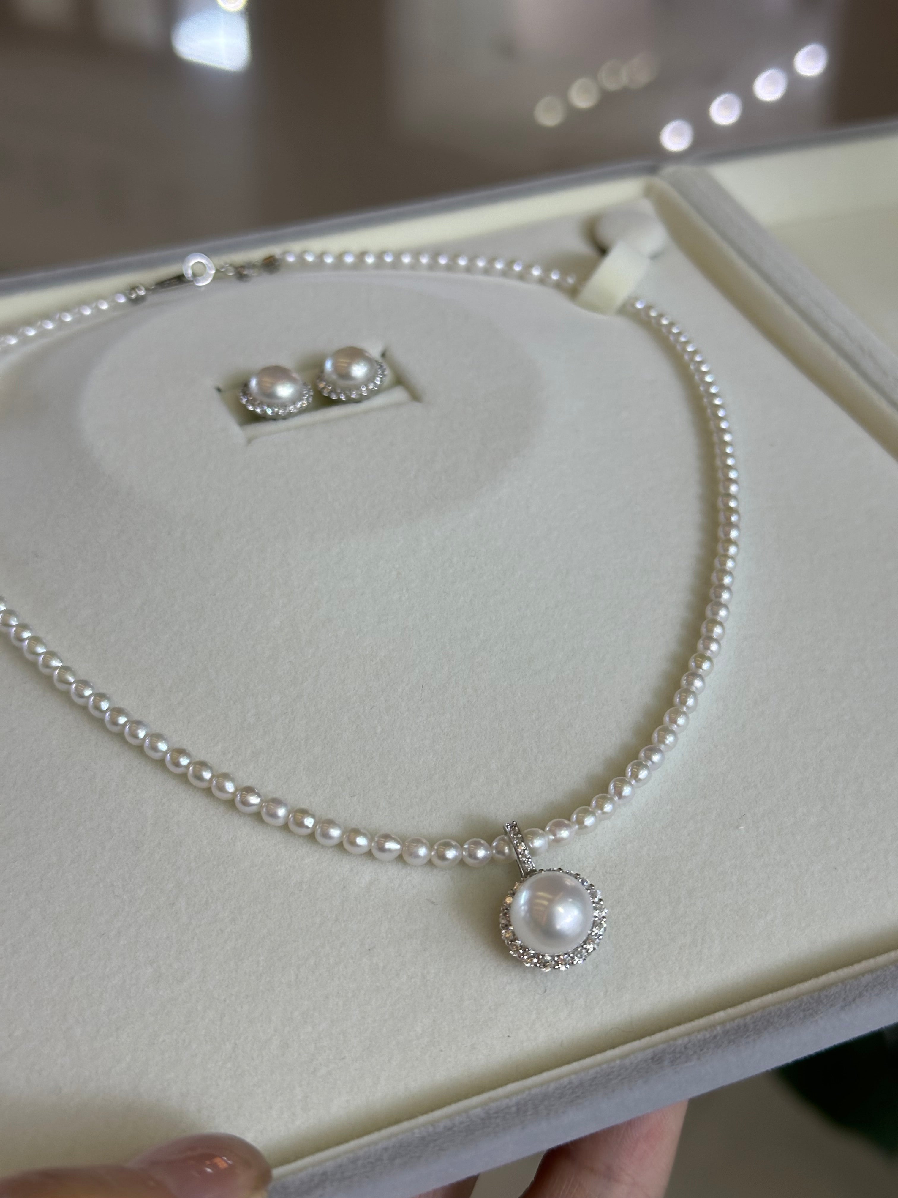 Sunflower Freshwater Pearl Necklace, Earrings Set