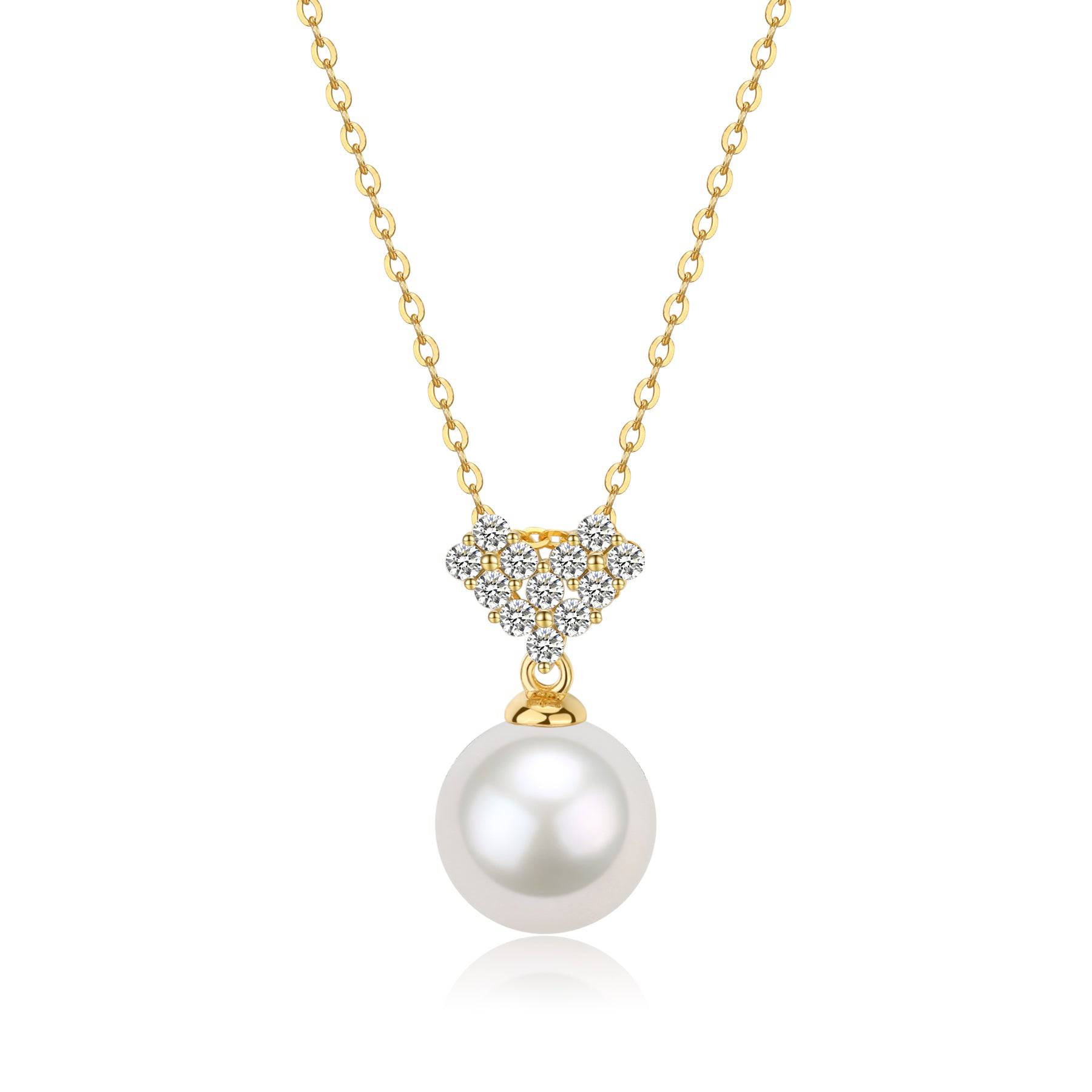 10-11mm Freshwater Pearl & CZ Heart-Shaped Necklace