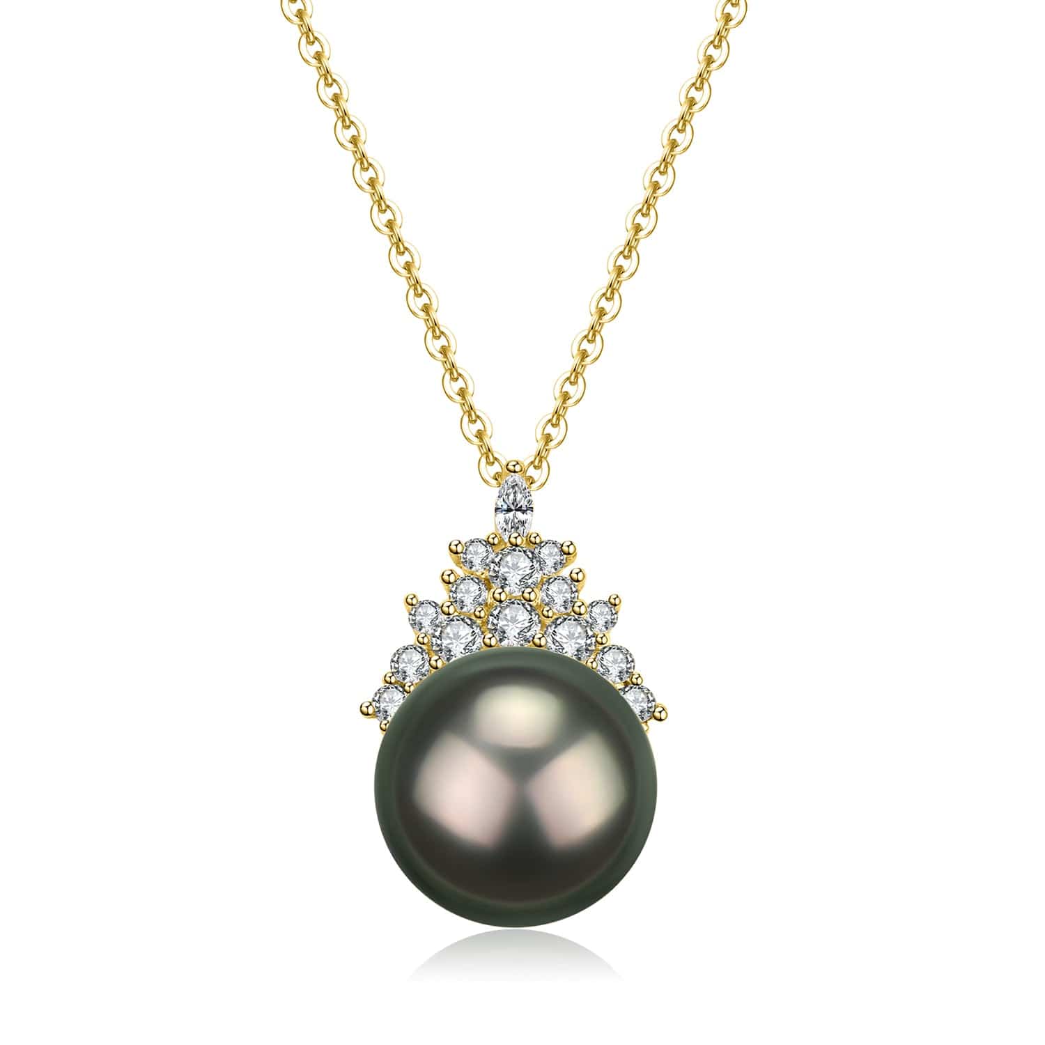 10-11mm Tahitian Pearl & Queen Pendant Necklace