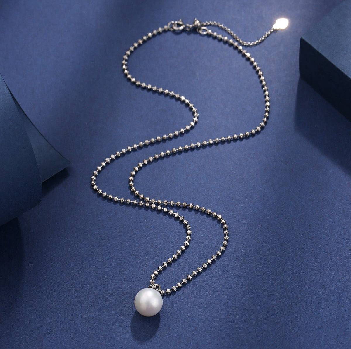 11-12mm Freshwater Pearl Cut Silver Chain Pendant Necklace