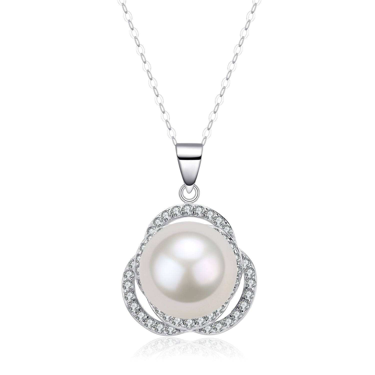 11-12mm Freshwater Pearl & Rose Pendant Necklace