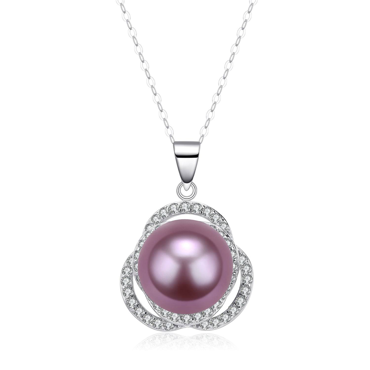 11-12mm Freshwater Pearl & Rose Pendant Necklace
