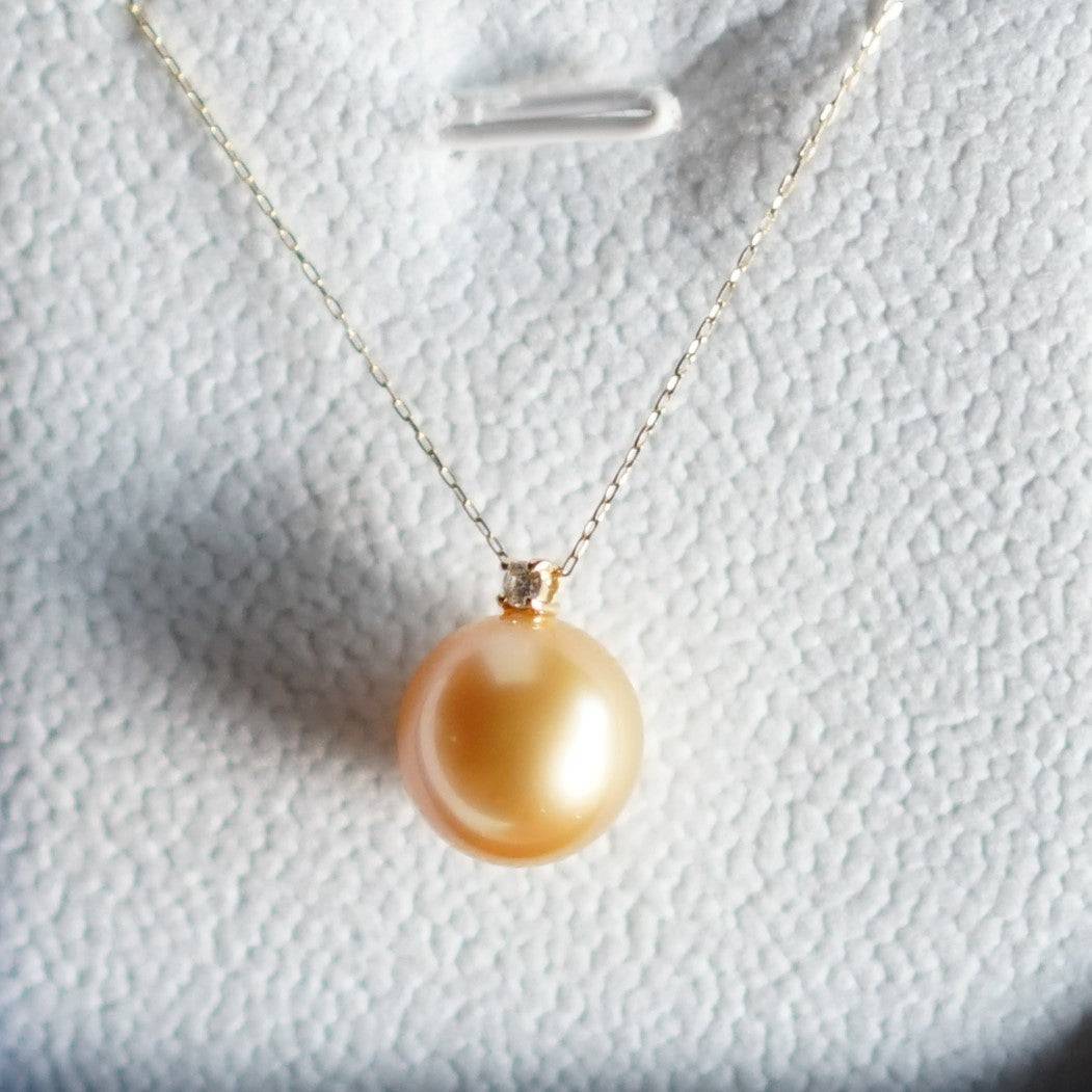 11-12mm Golden South Sea Pearl & Sasha Pendant Necklace