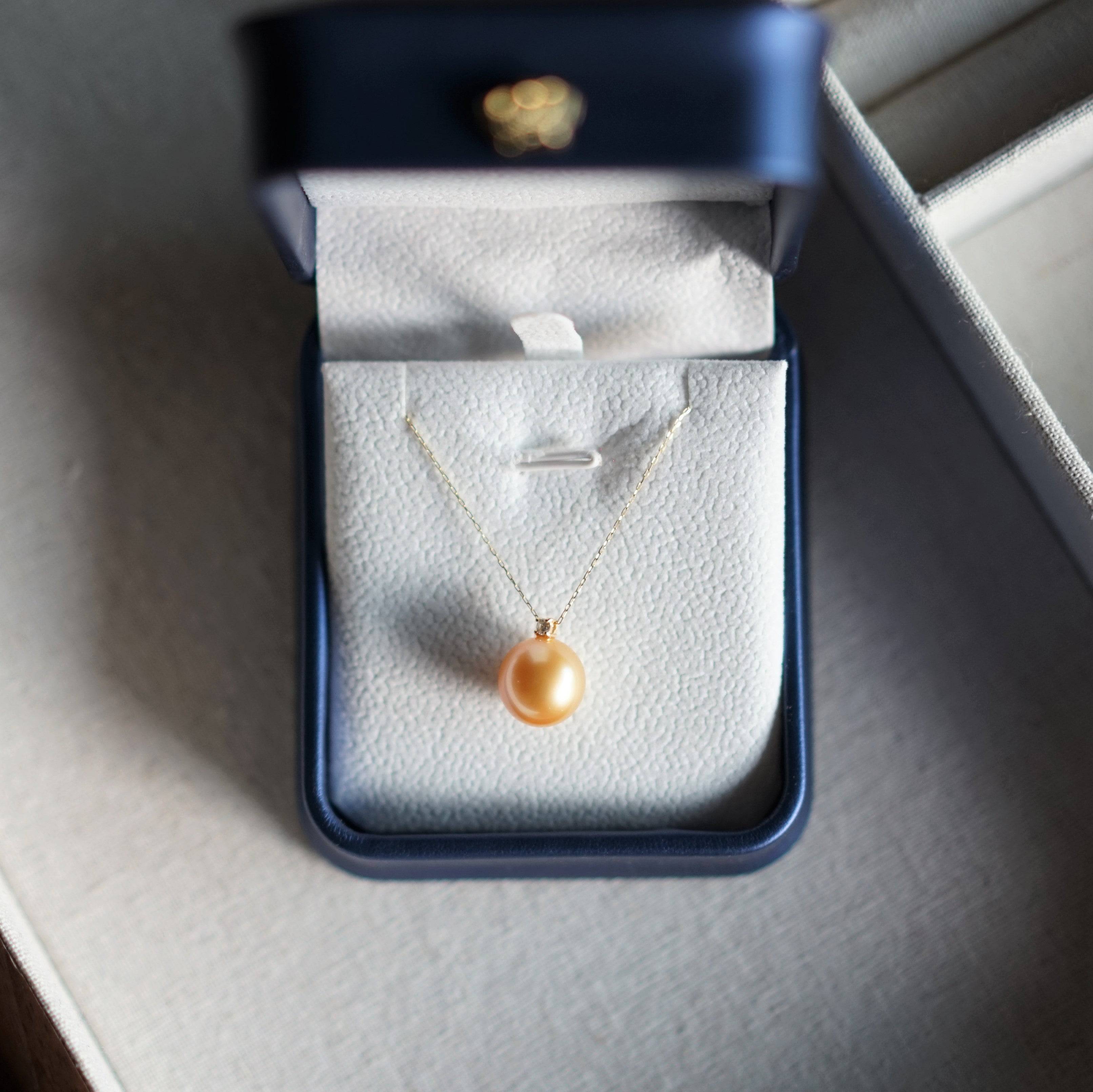 11-12mm Golden South Sea Pearl & Sasha Pendant Necklace