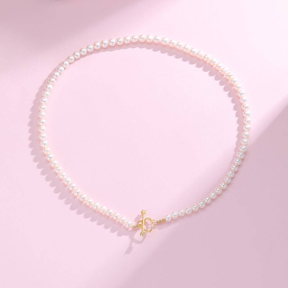 4-5mm Freshwater Pearl Necklace with Heart Clasp