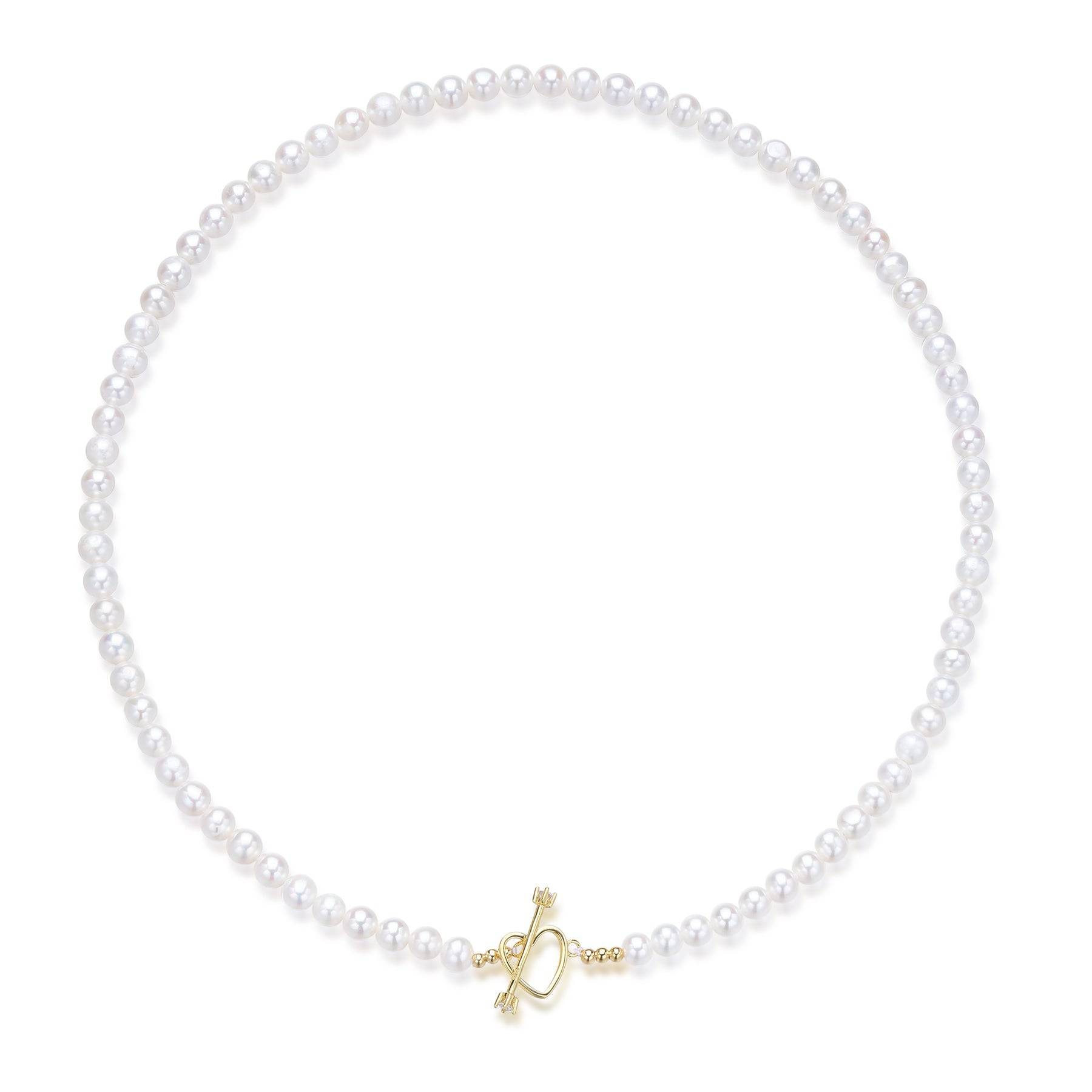 4-5mm Freshwater Pearl Necklace with Heart Clasp