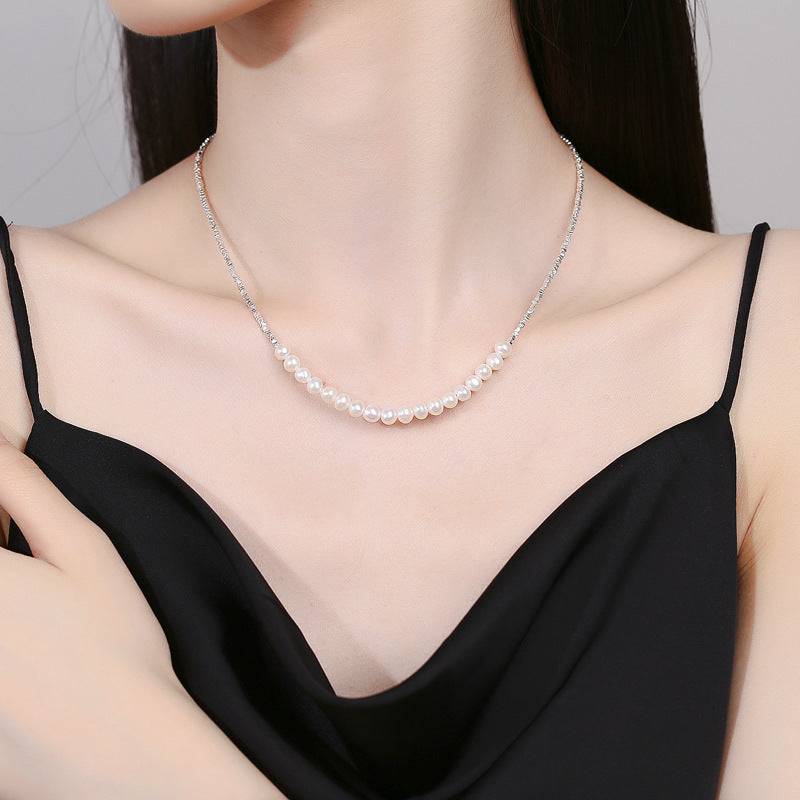 4-5mm Smile Pearl Silver Shards Necklace