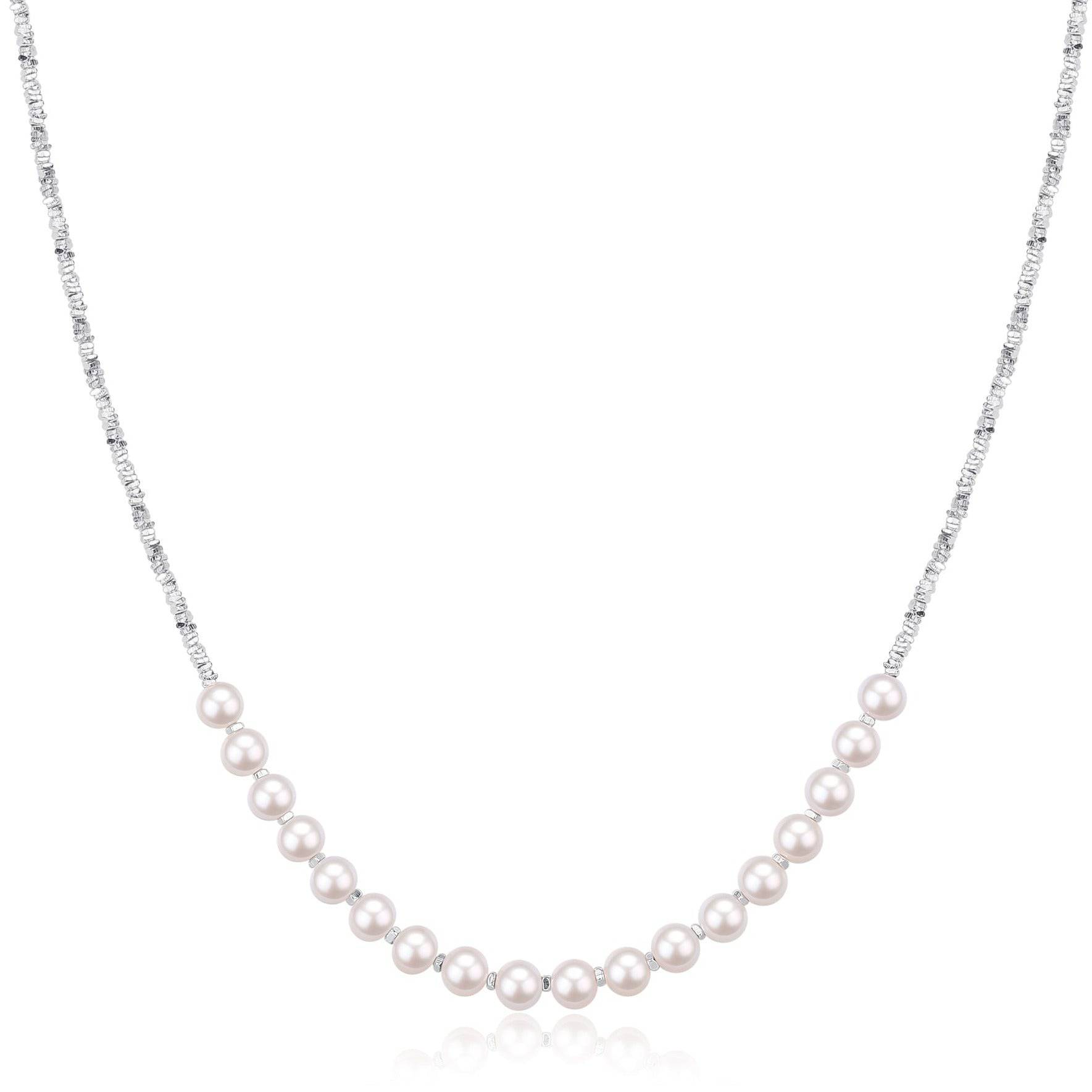 4-5mm Smile Pearl Silver Shards Necklace
