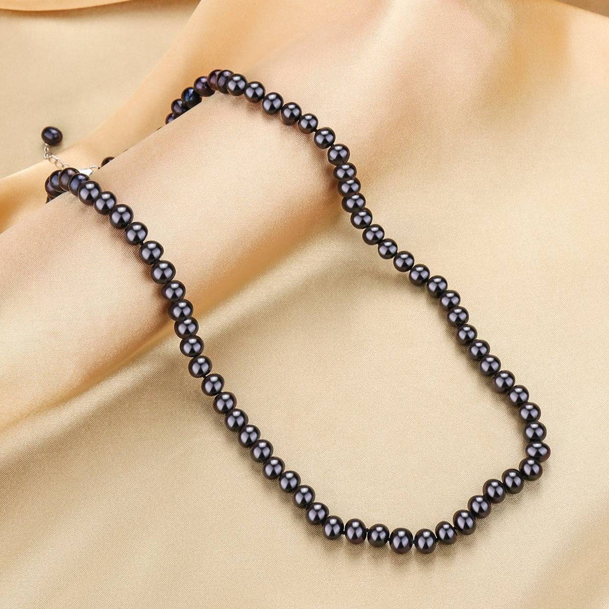 6-7mm Versatile Dyed Black Pearl Necklace