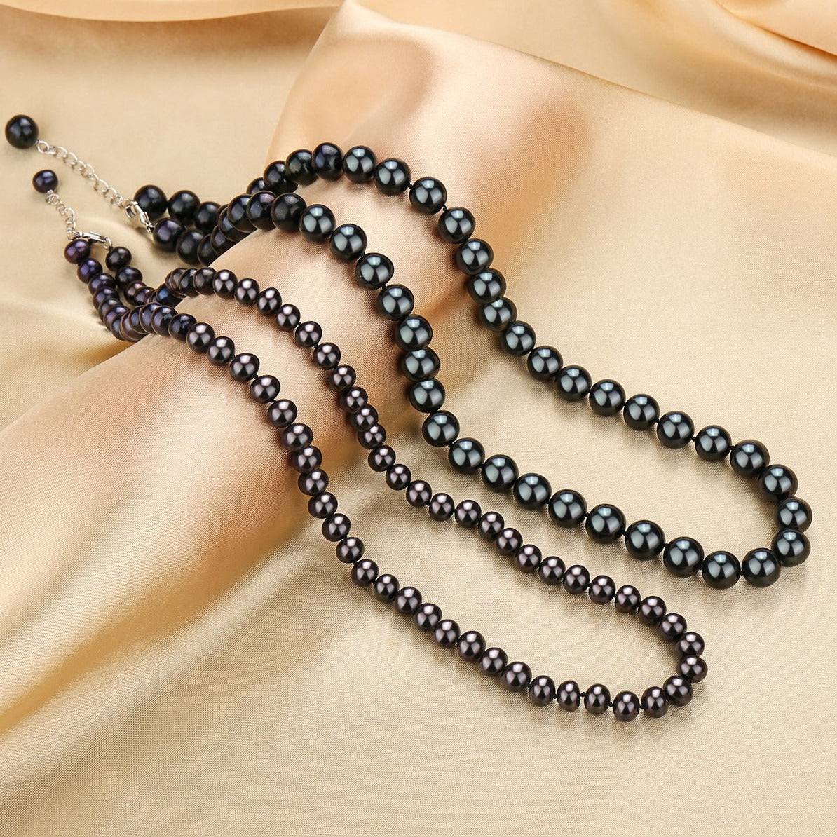 6-7mm Versatile Dyed Black Pearl Necklace