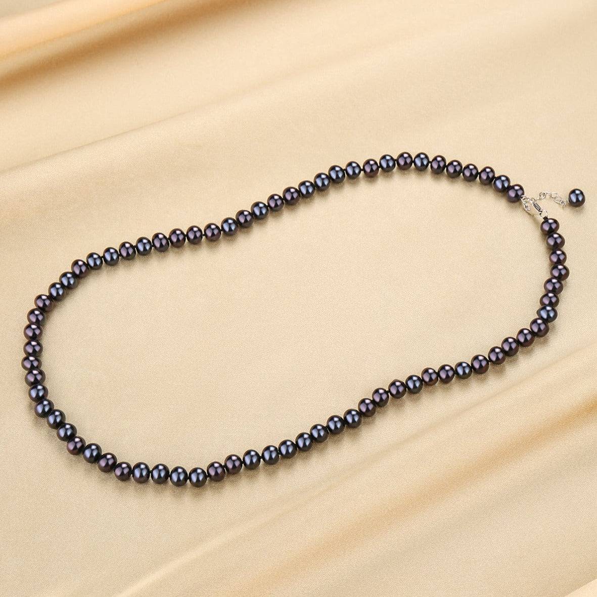6-7mm Versatile Dyed Black Pearl Necklace