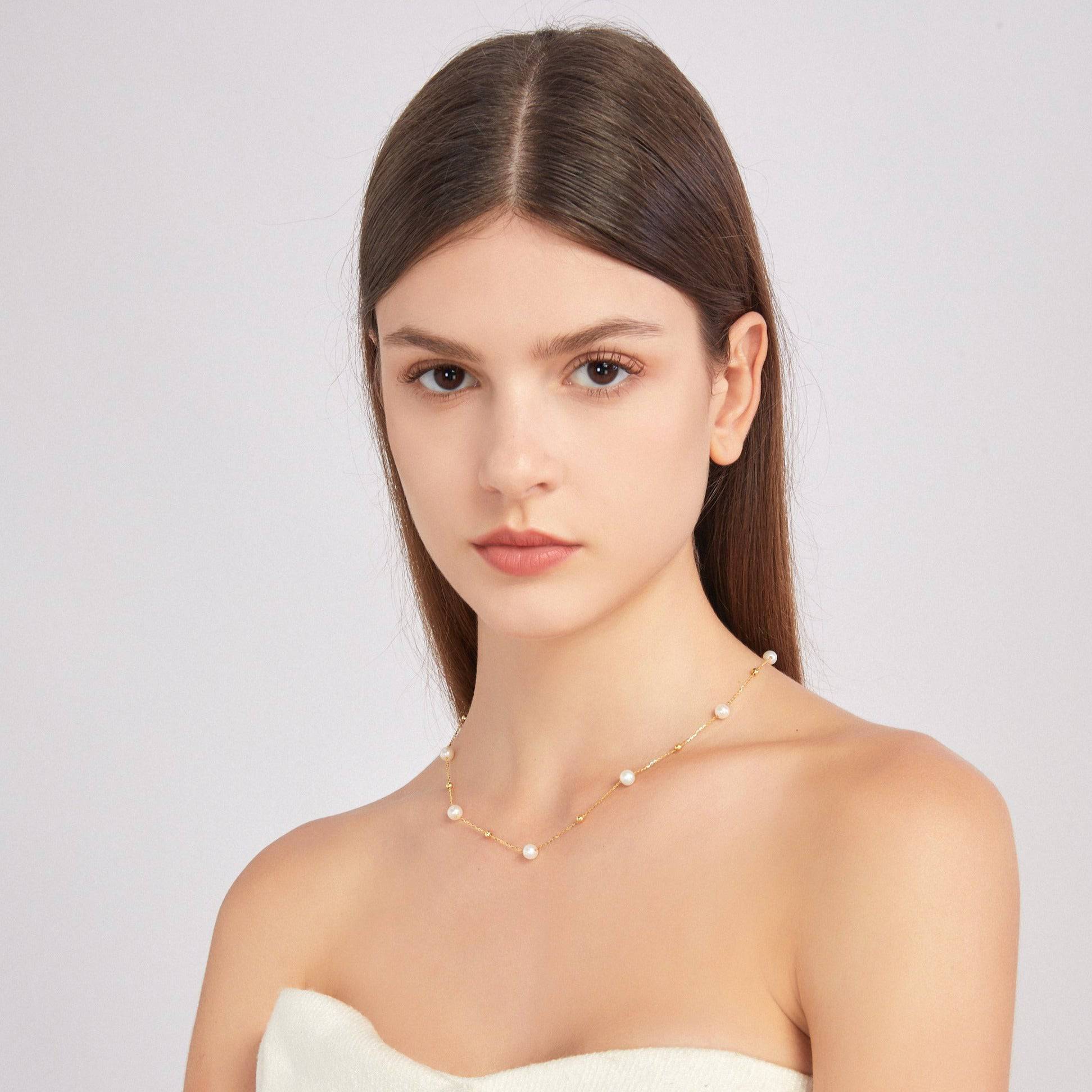 6-7mm Jessica 18k Gold Freshwater Pearl Necklace