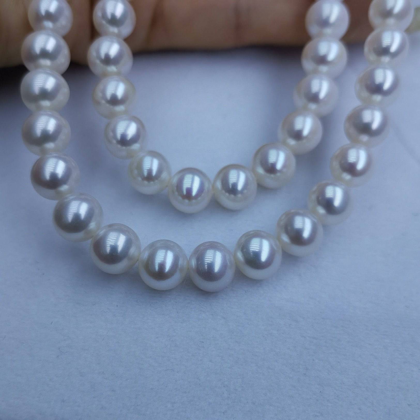 8-9-10mm White Round Freshwater Pearl Strand Necklace