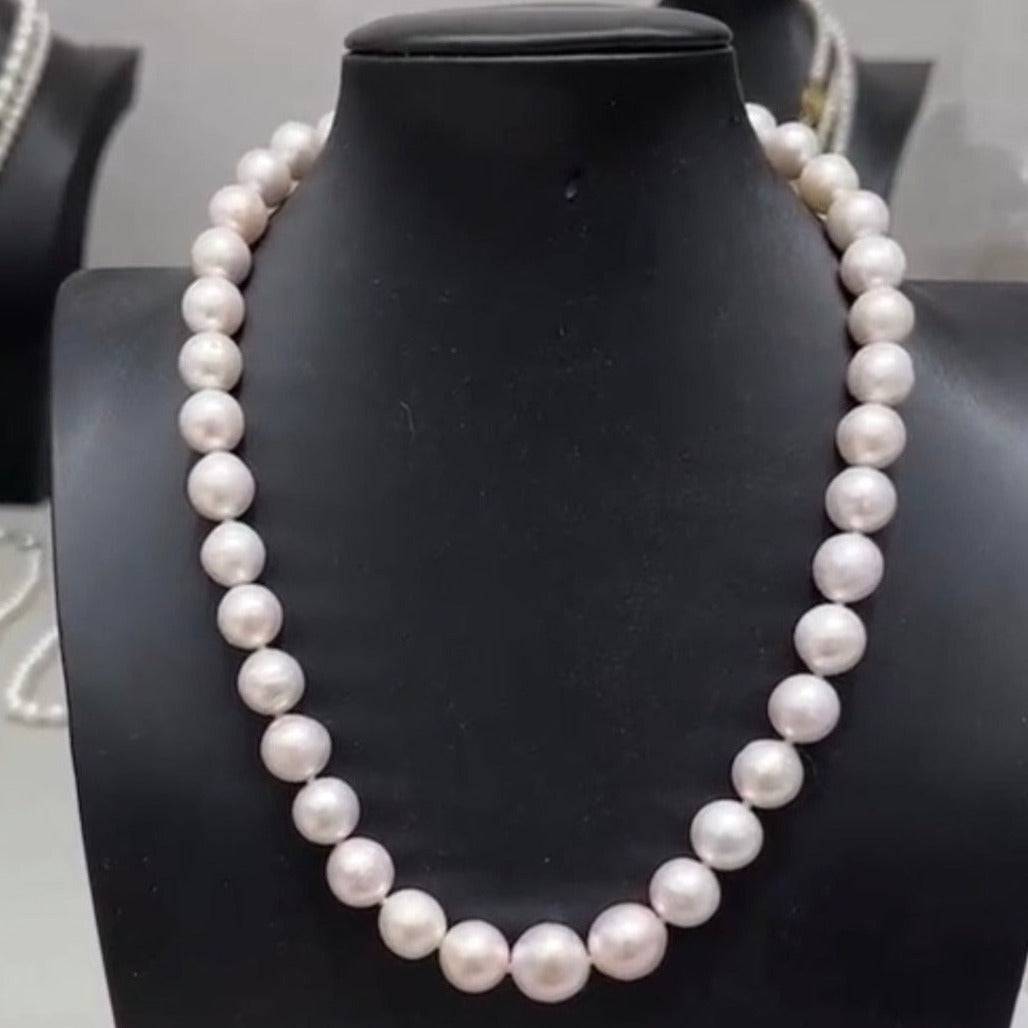 9-12mm White Freshwater Large Pearl Necklace