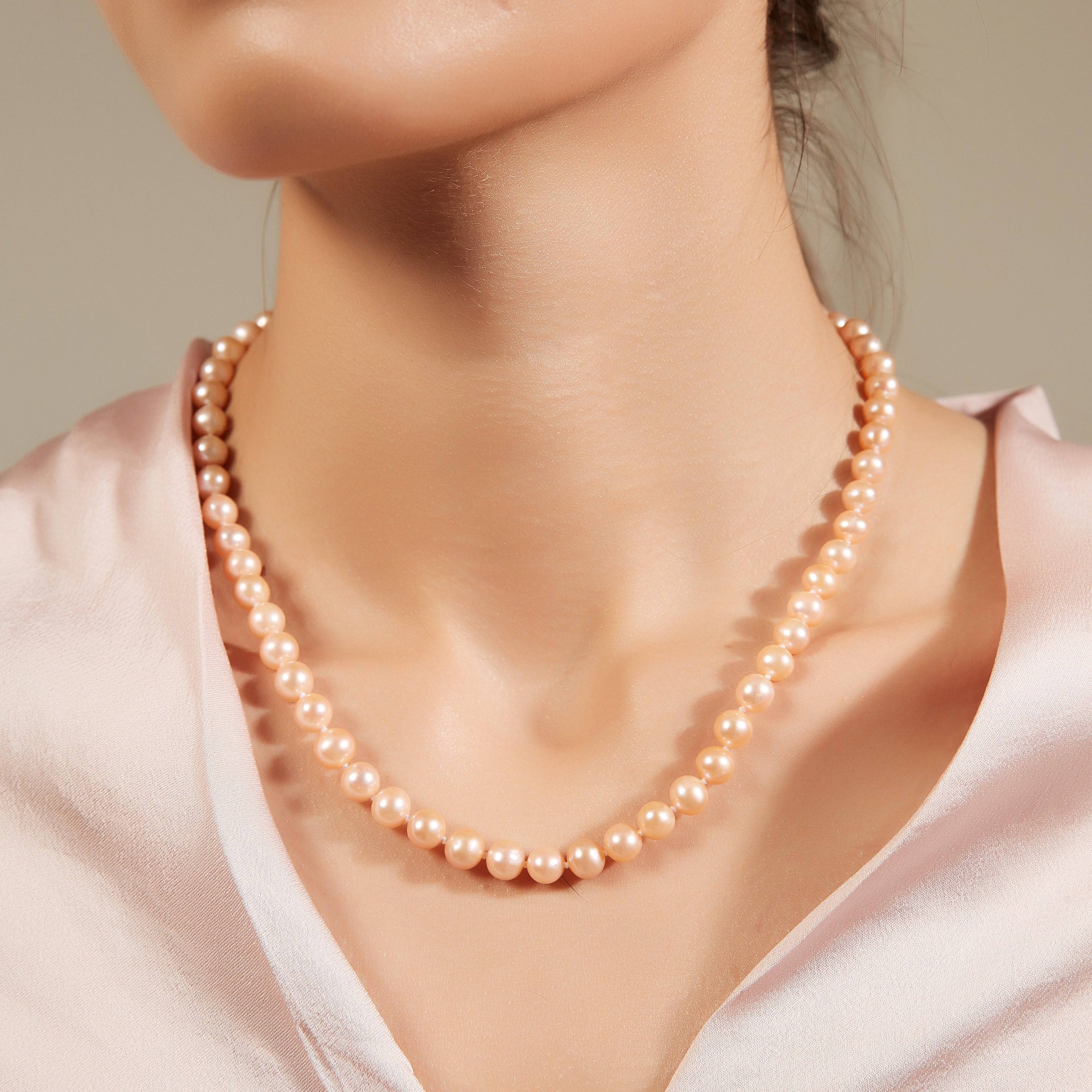 Pink Freshwater Pearl Necklace,7.5-8mm