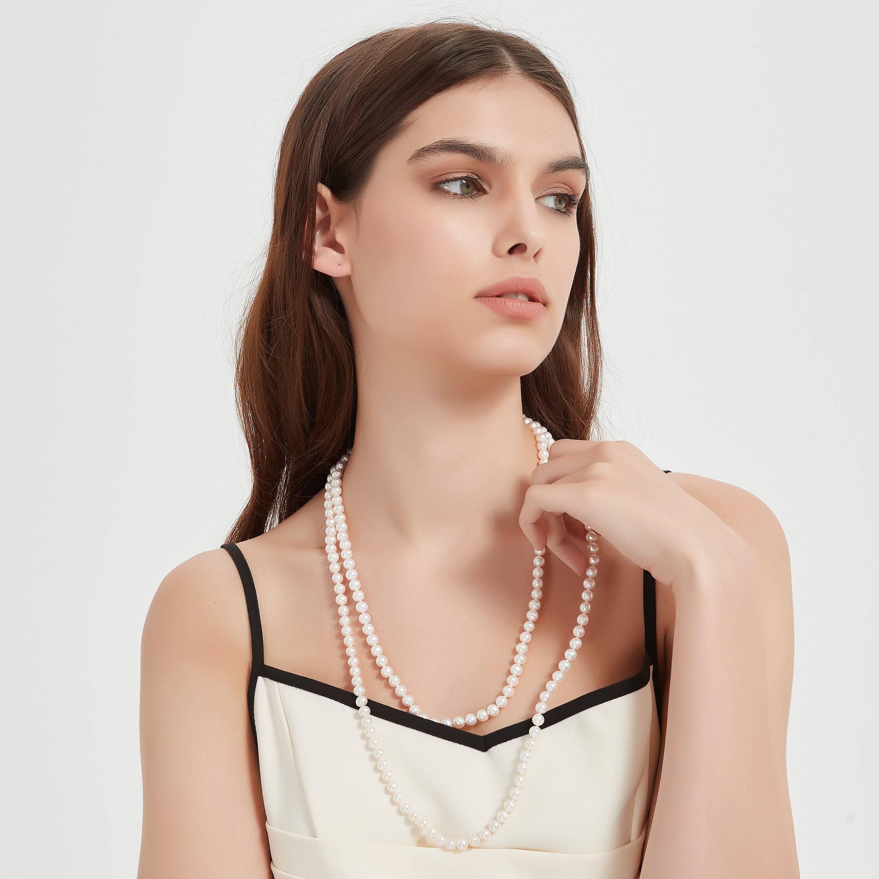 52-inch White Freshwater Pearl Rope Strand - AAA Grade