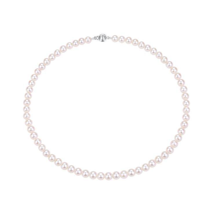 7.0-7.5mm White Freshwater Pearl Necklace (US)