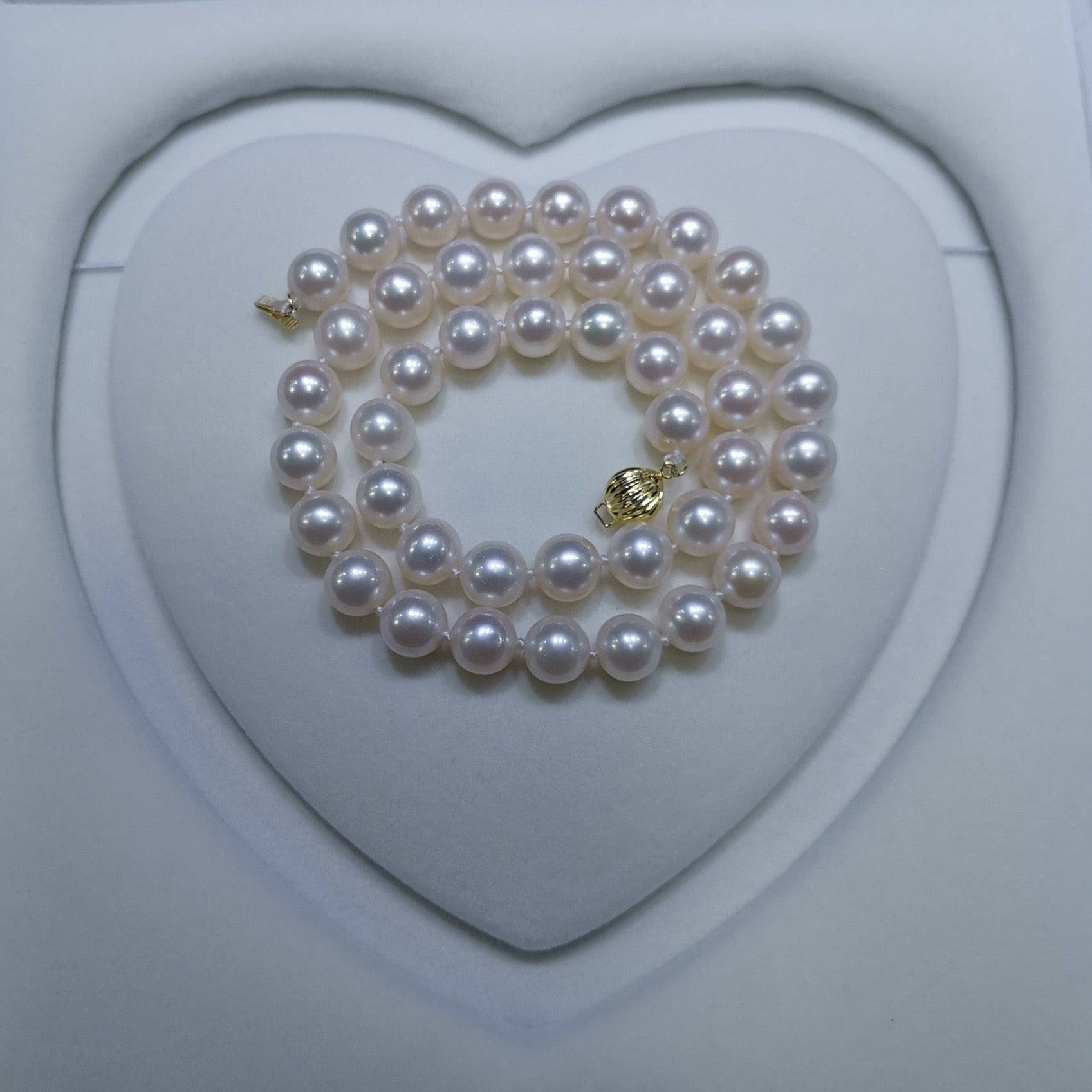 8-9-10mm White Round Freshwater Pearl Strand Necklace