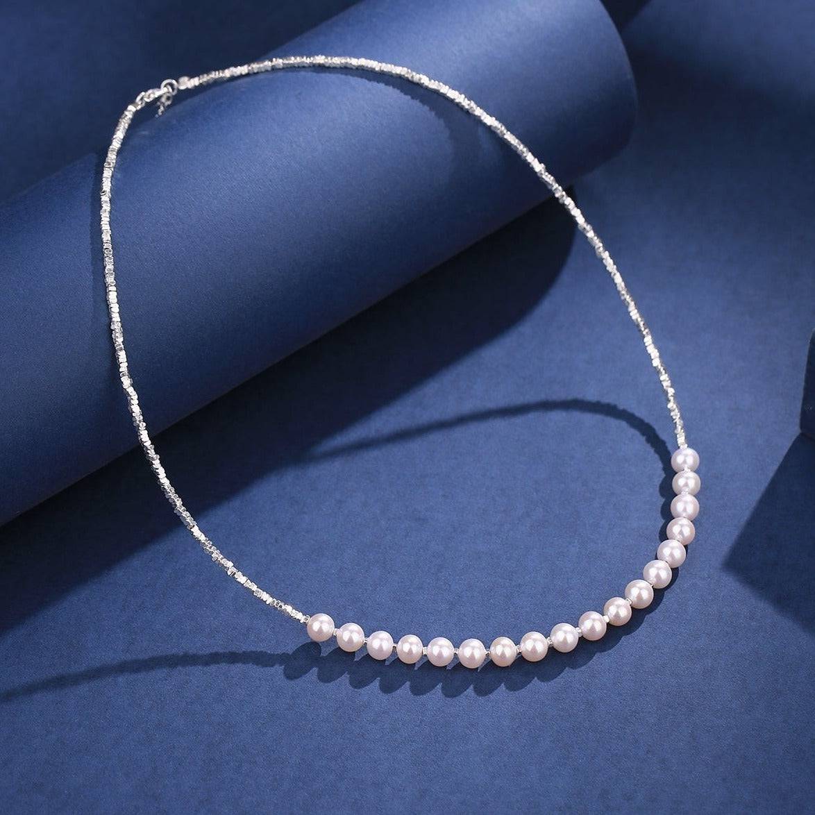 4-5mm Smile Pearl Silver Shards Necklace