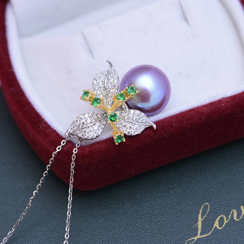 Floral CZ Freshwater Bella Pearl Pendant