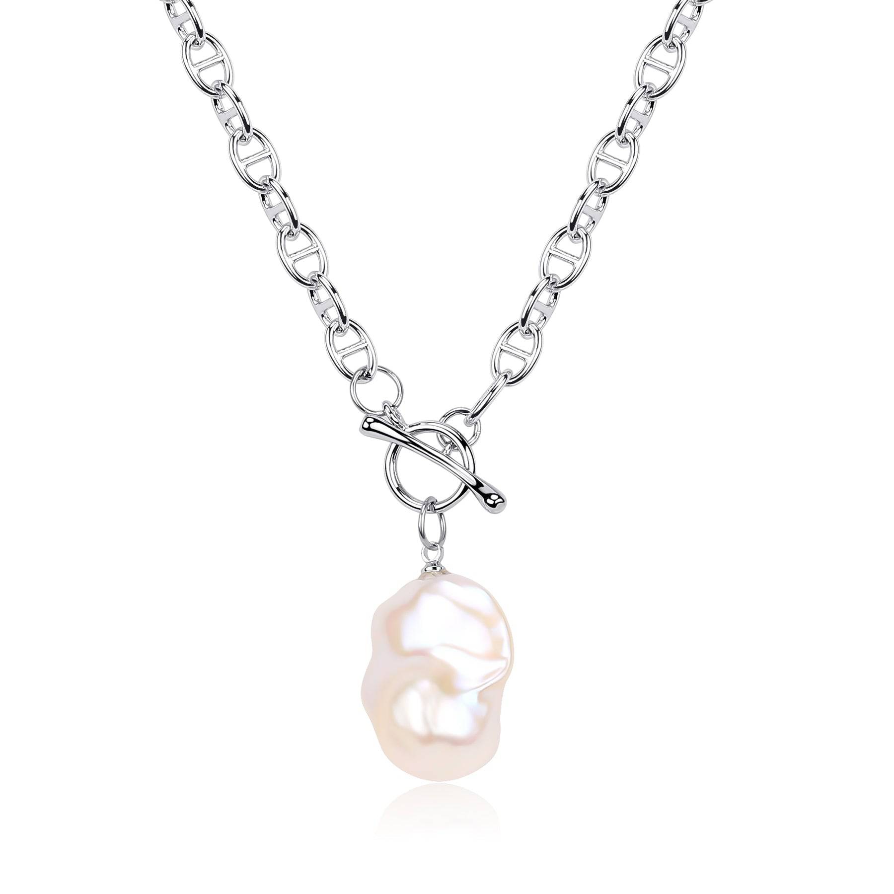Gold Bold Chain Large Baroque Pearl Necklace