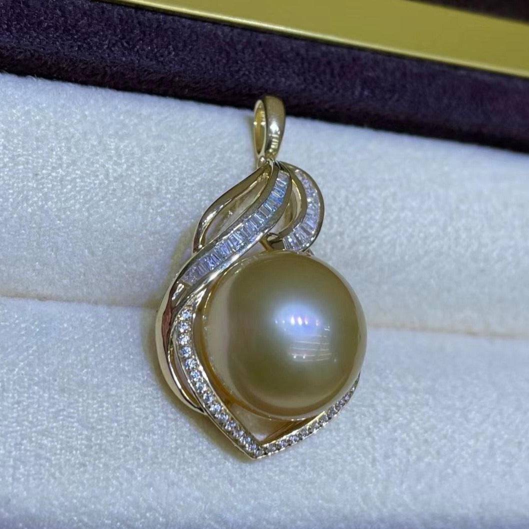 Golden South Sea Pearl Angel Pendant