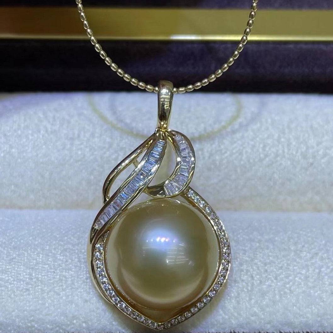 Golden South Sea Pearl Angel Pendant