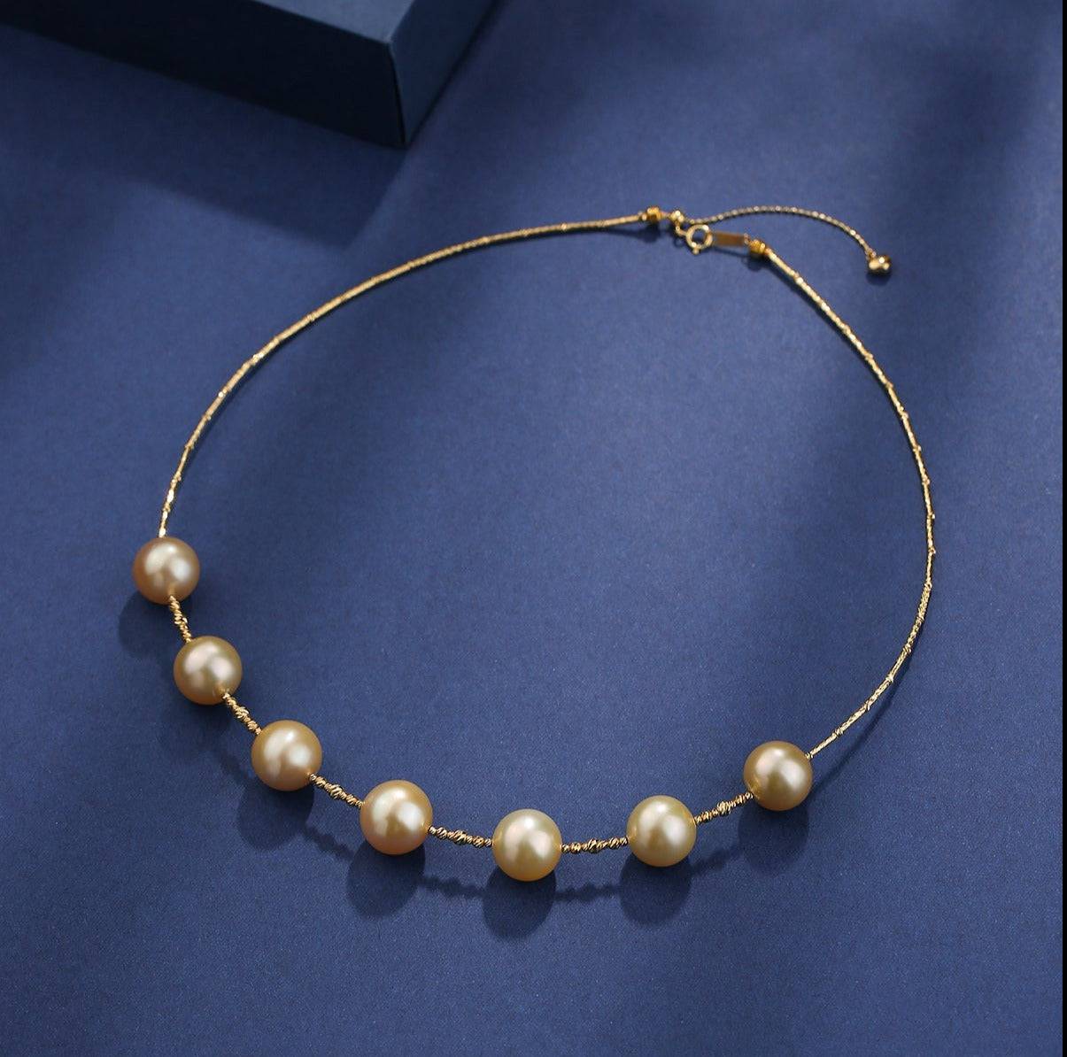 12mm Golden South Sea Pearl Tincup Necklace 18K Pure Gold