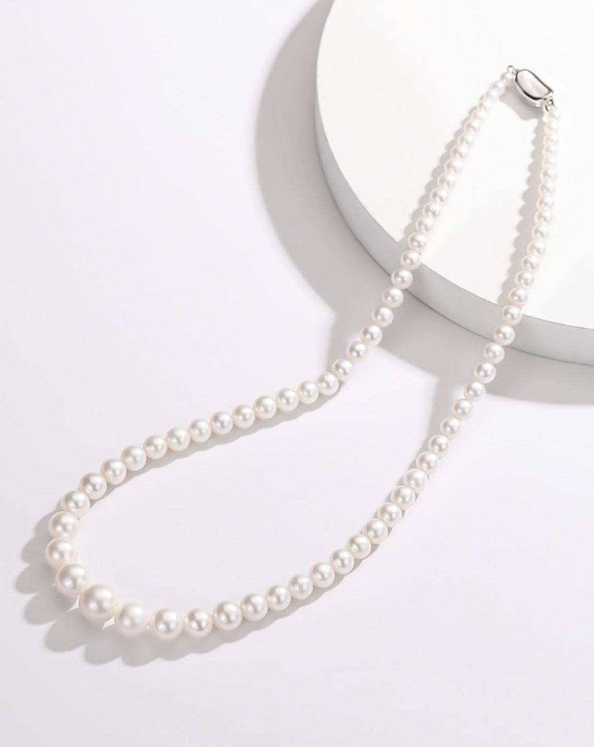 Gradual Size White Freshwater Pearls Strand