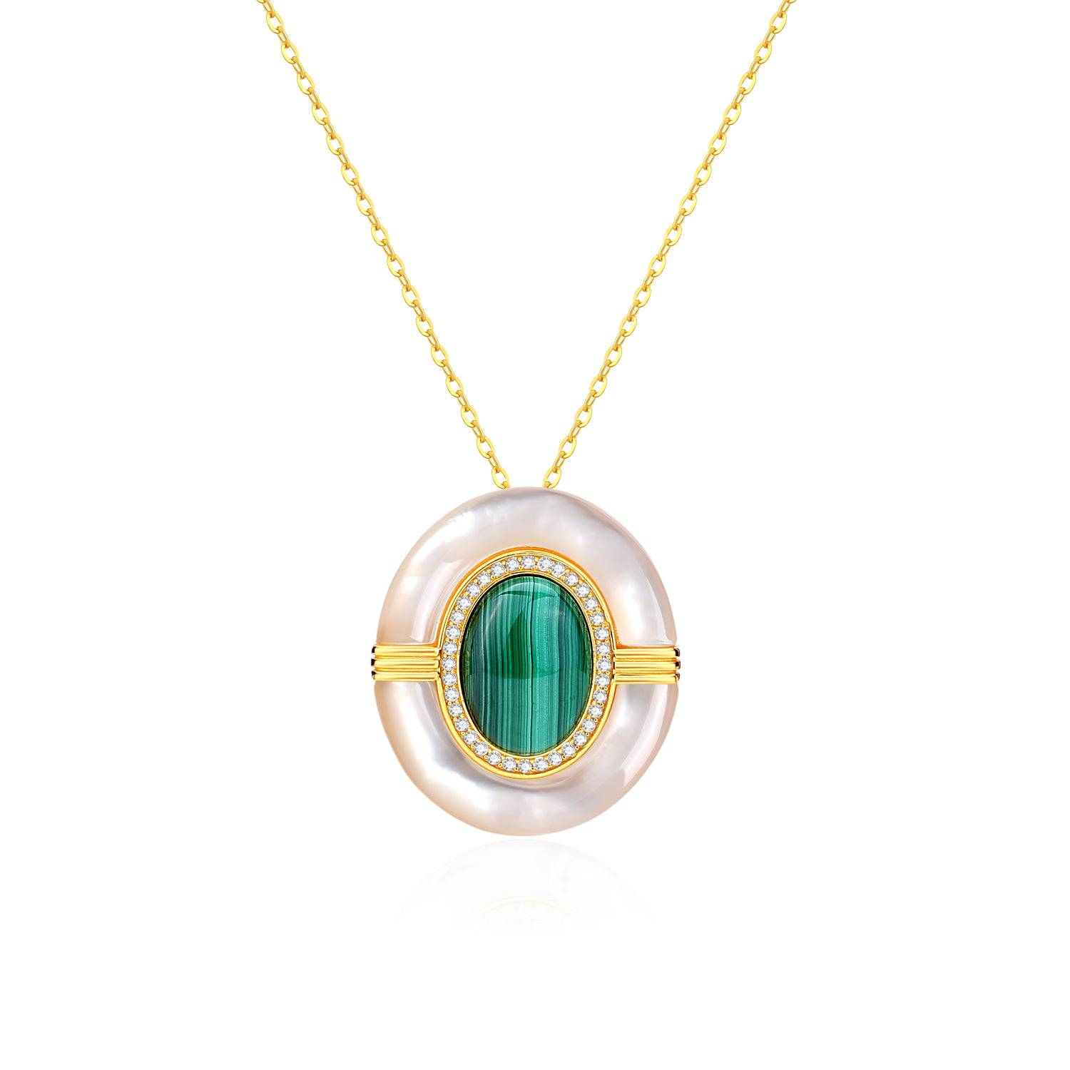 Green Malachite Mother Of Pearls Necklace