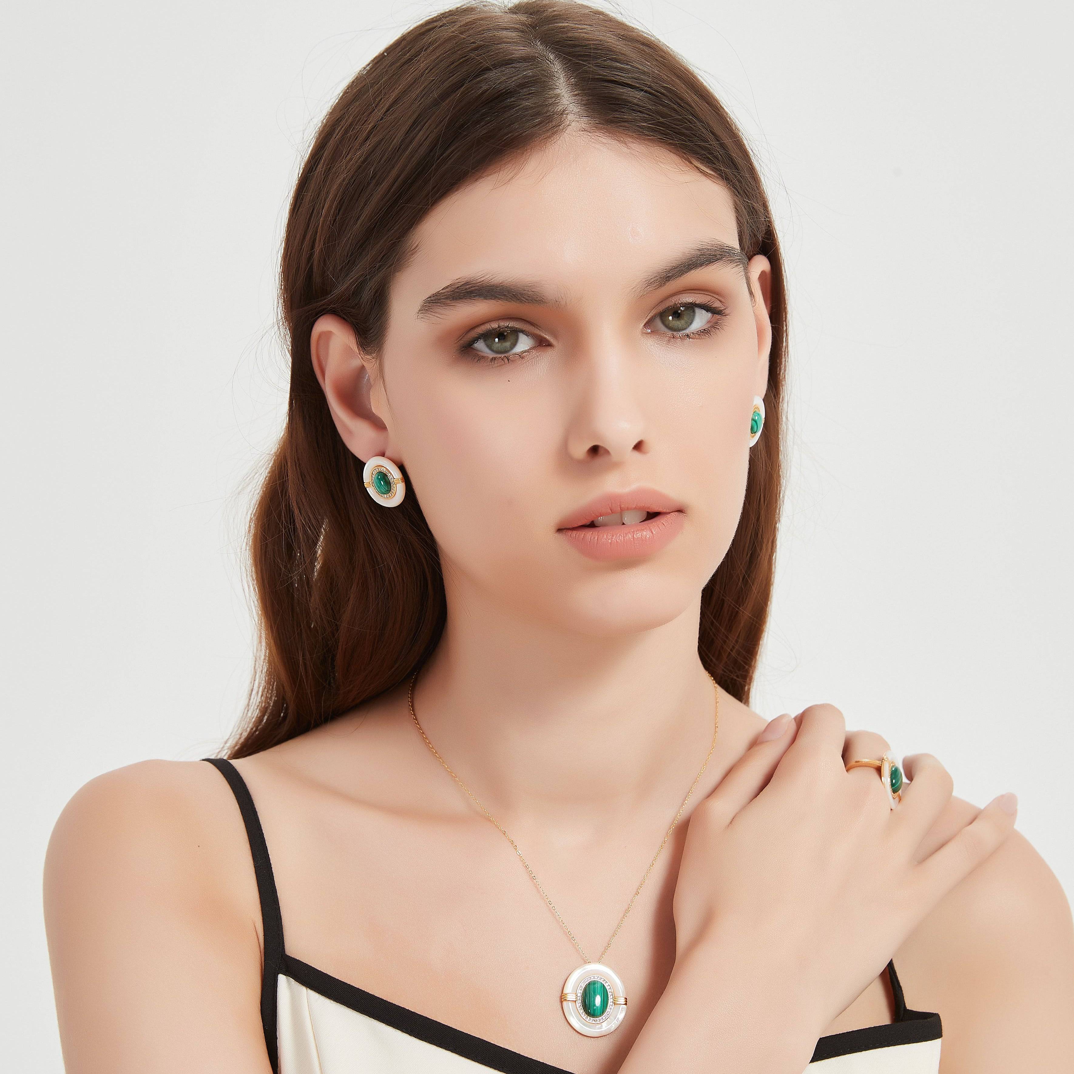 Green Malachite Mother Of Pearls Necklace