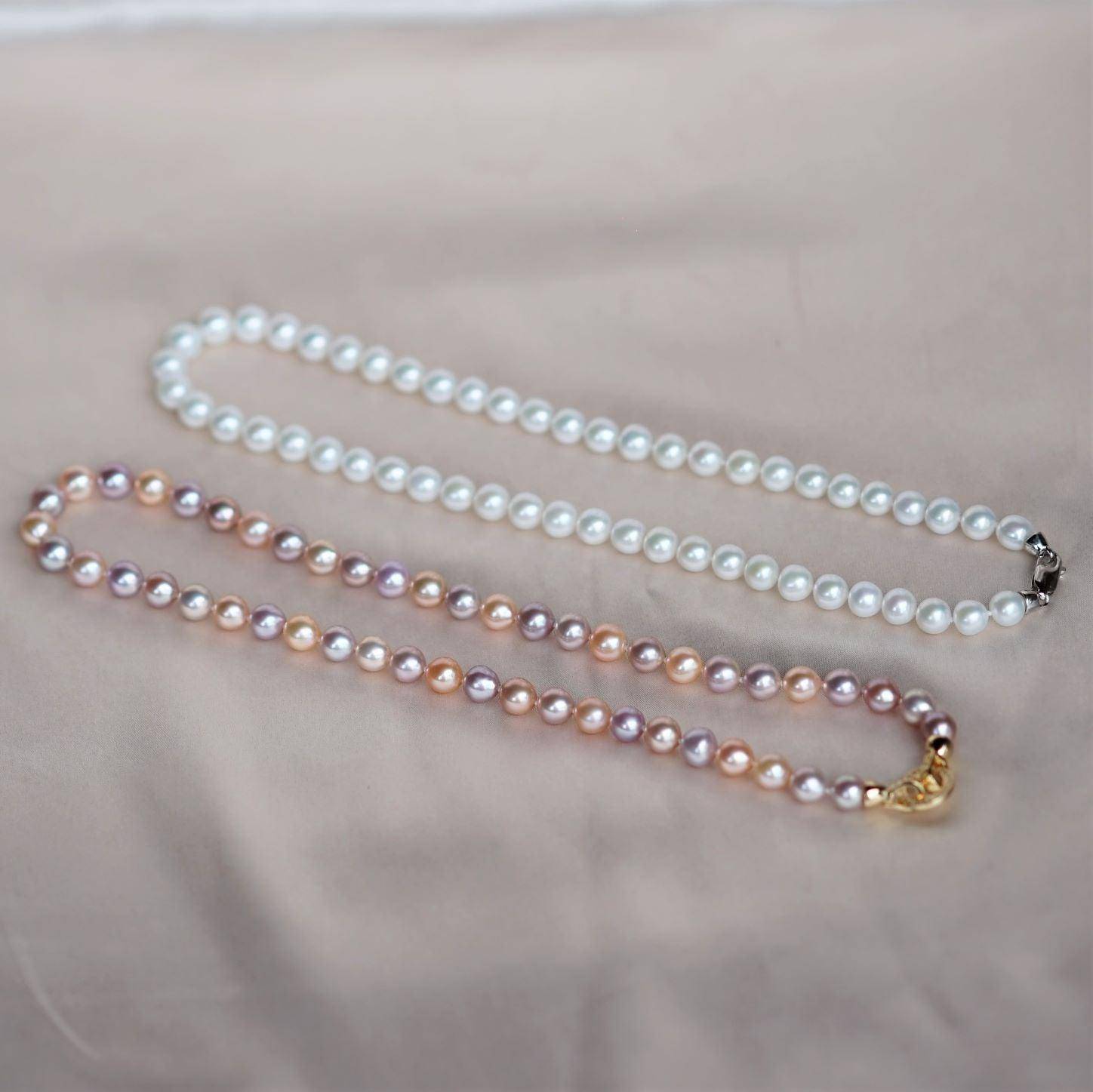 Multicolor 8-9mm AAA Chinese Akoya Cultured Pearl Necklace