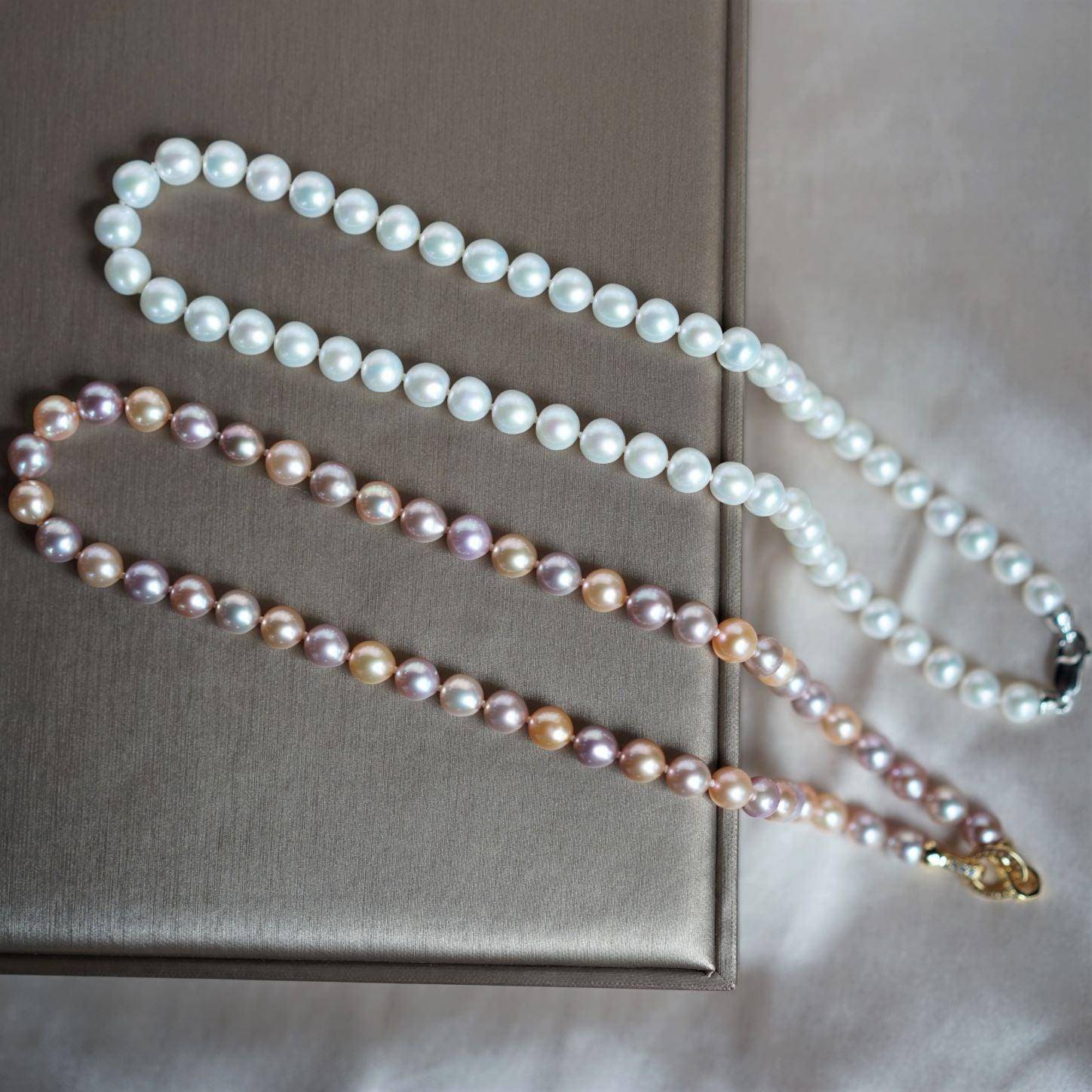 Multicolor 8-9mm AAA Chinese Akoya Cultured Pearl Necklace