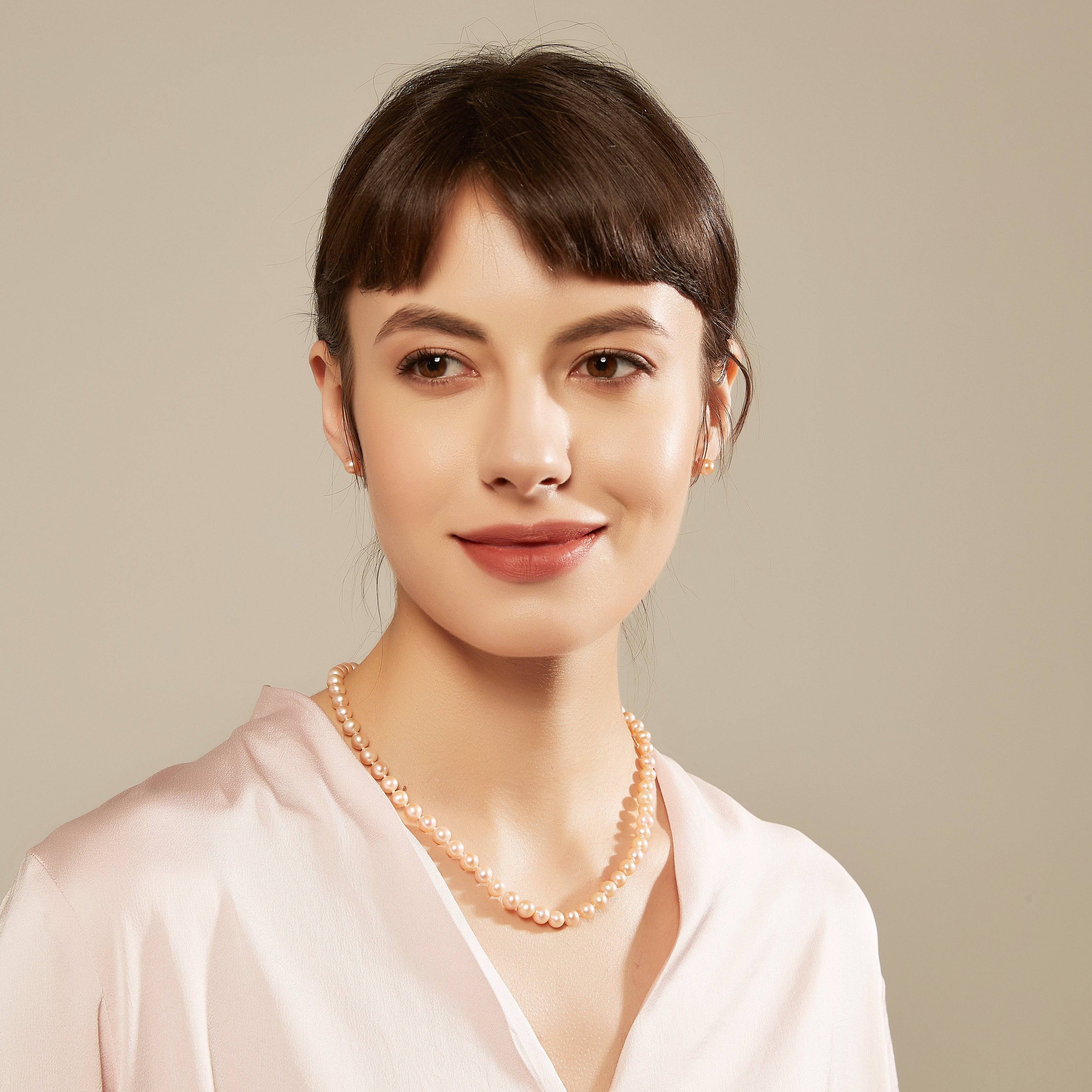 Pink Freshwater Pearl Necklace,7.5-8mm